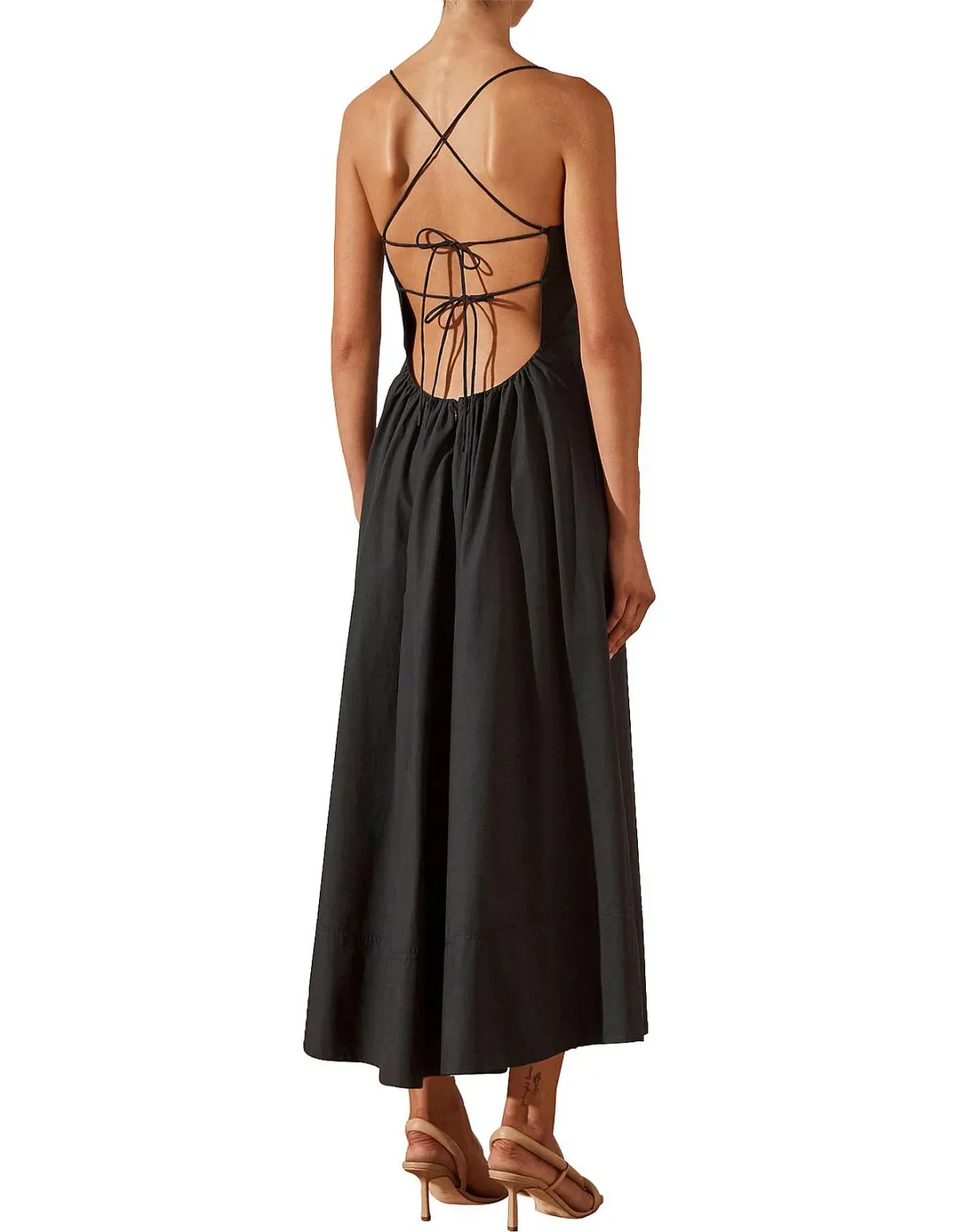 Shona Joy Andrea Low Open Back Midi Dress Black Size 6 - Image 4