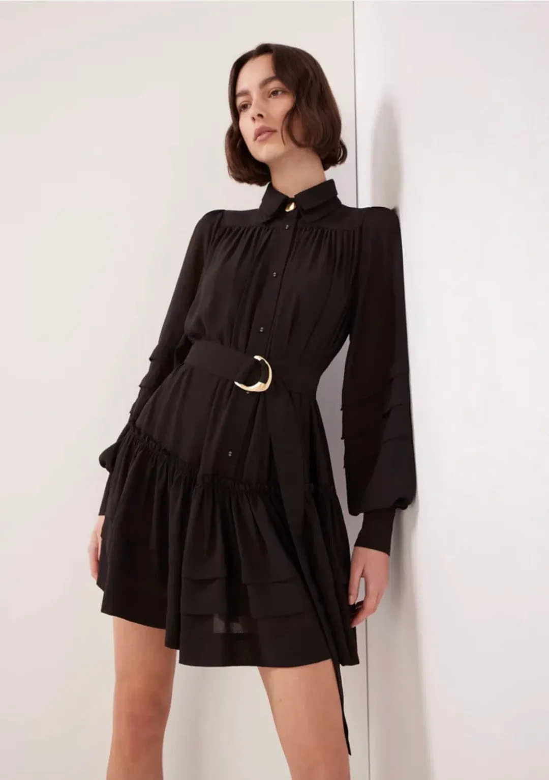 Aje Aurora Belted Mini Dress Black Size 8    for rent on The Volte - main image
