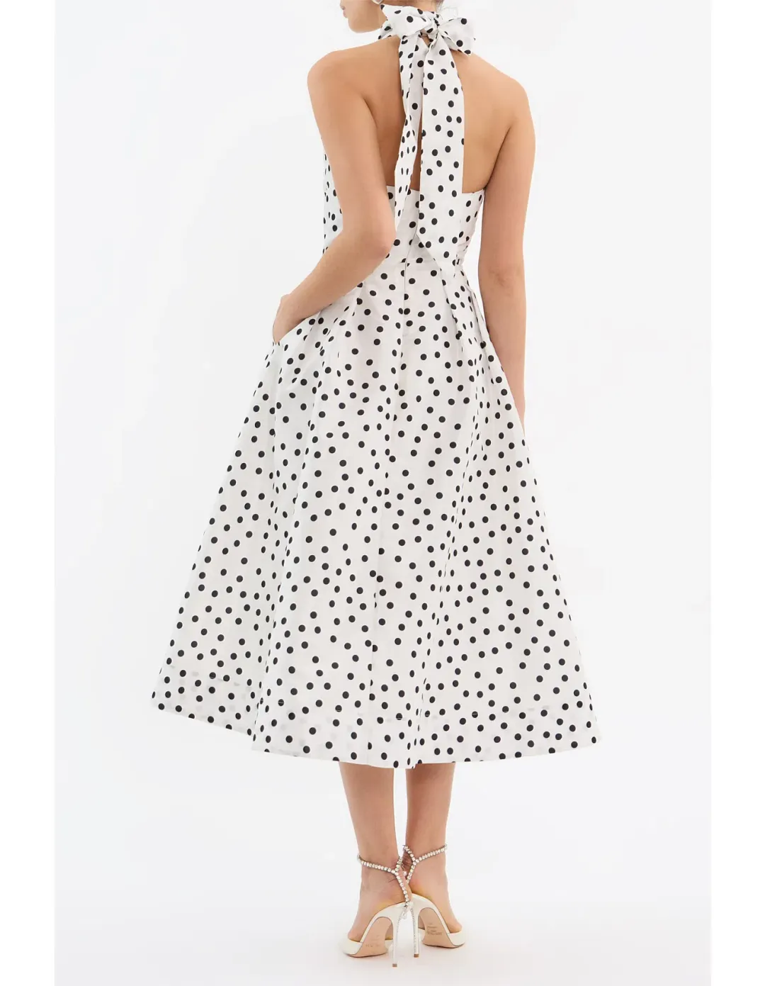 Rebecca Vallance Delia Halter Midi Dress Polka Dot Print Size 10 for rent on The Volte - main image