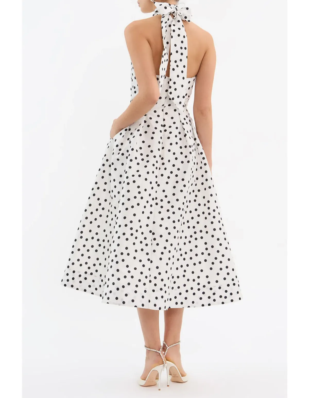 Rebecca Vallance Delia Halter Midi Dress Polka Dot Print Size 10 - Image 2
