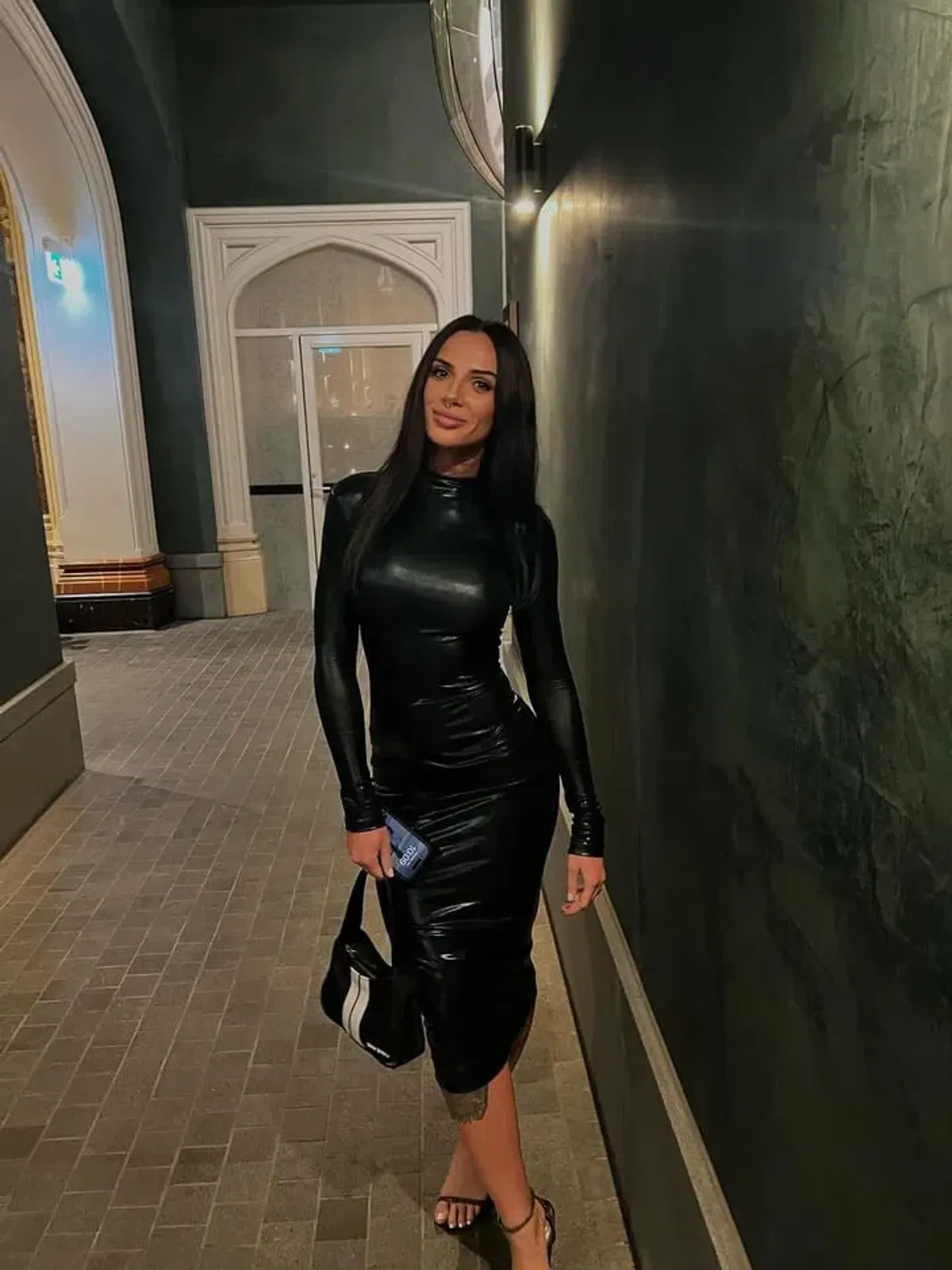 Effie Kats Gia Midi Dress Wetlook Black Size XS / AU 6 - Image 4