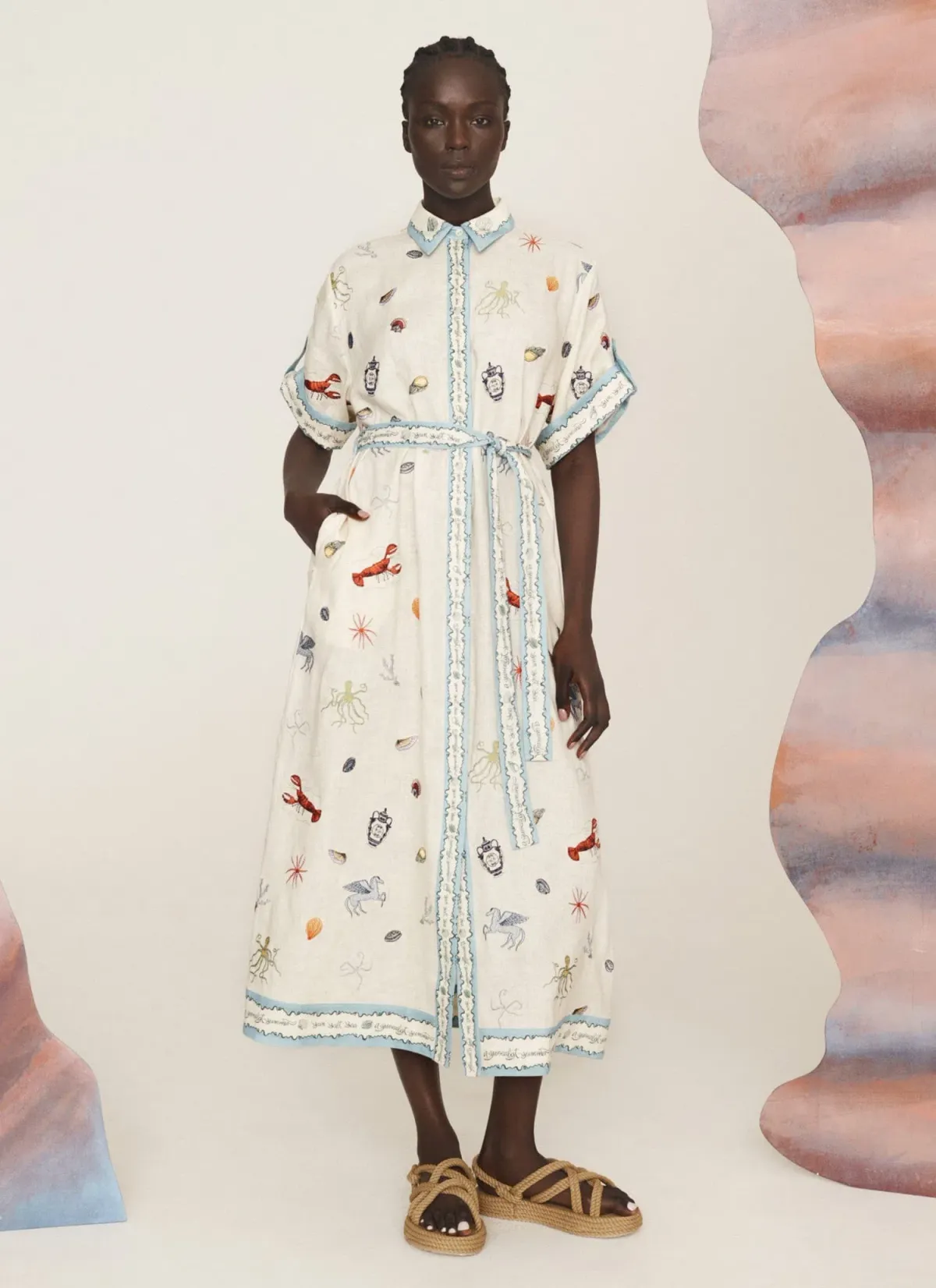 Alemais Sandy Embroidered Shirtdress Print Multi Size 8 - Image 1