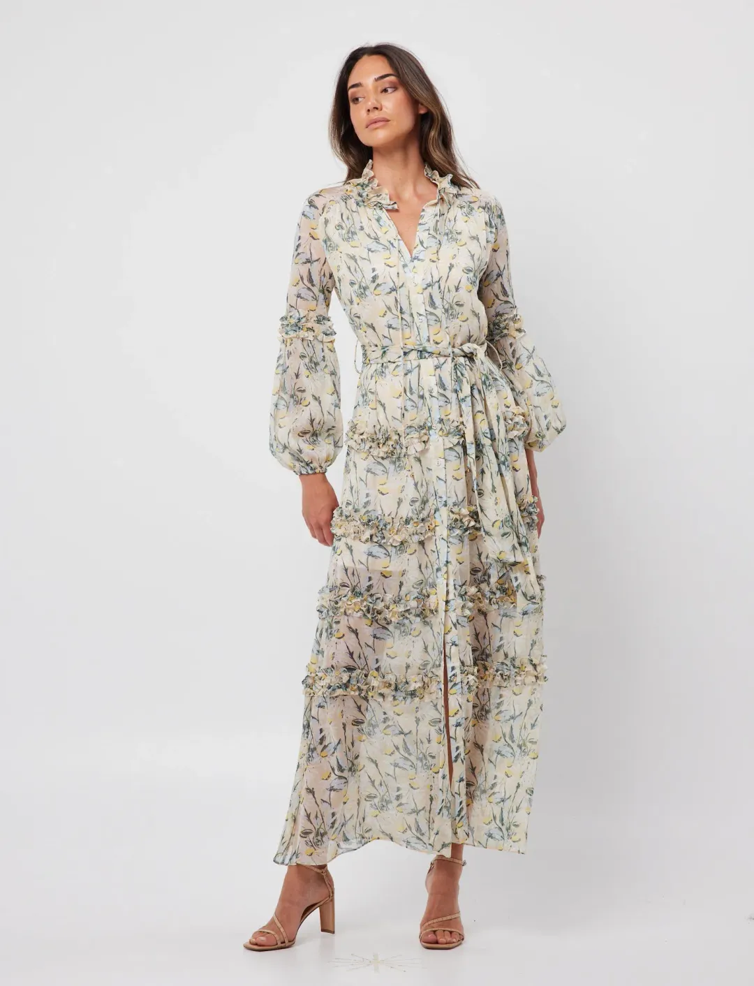 Elliatt Dress Mondrian Waist Tie Maxi Dress Floral Size XL / AU 14 for rent on The Volte - main image