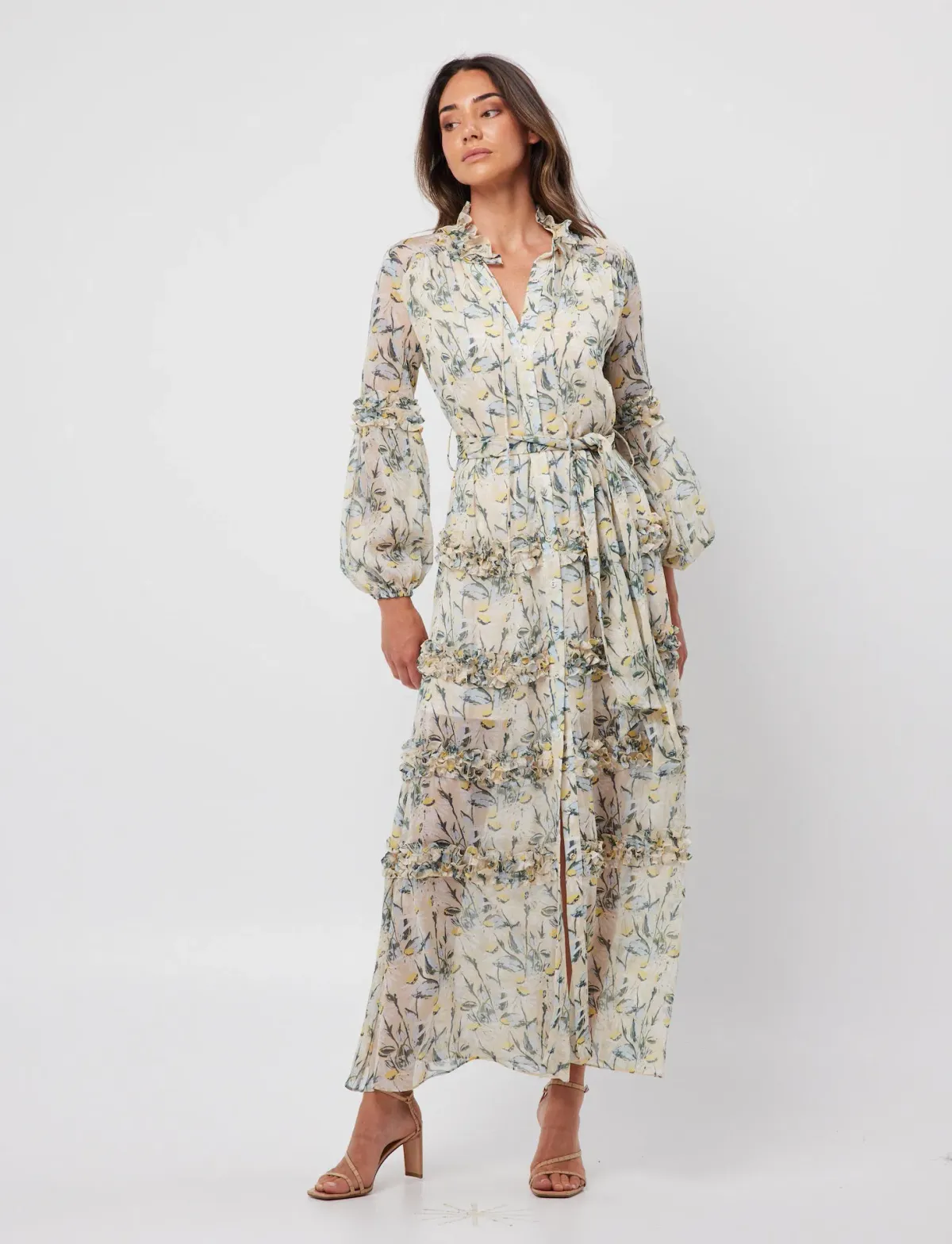 Elliatt Dress Mondrian Waist Tie Maxi Dress Floral Size XL / AU 14 - Image 1