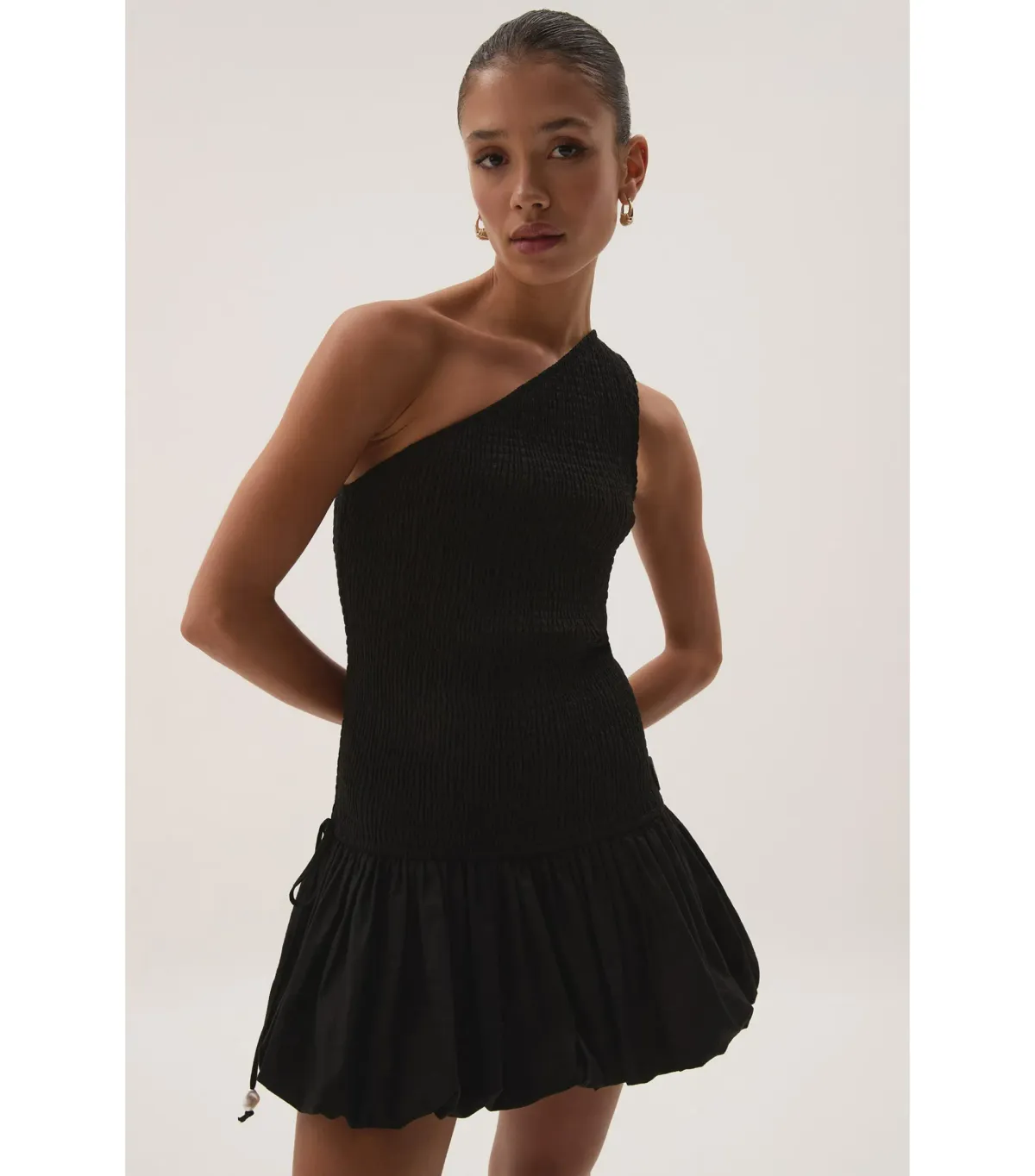Aje Airlie One Shoulder Mini Dress Black Size AU 8 - Image 2