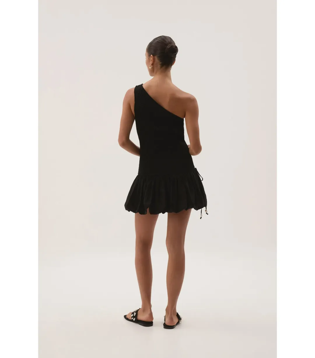 Aje Airlie One Shoulder Mini Dress Black Size AU 8 for rent on The Volte - main image