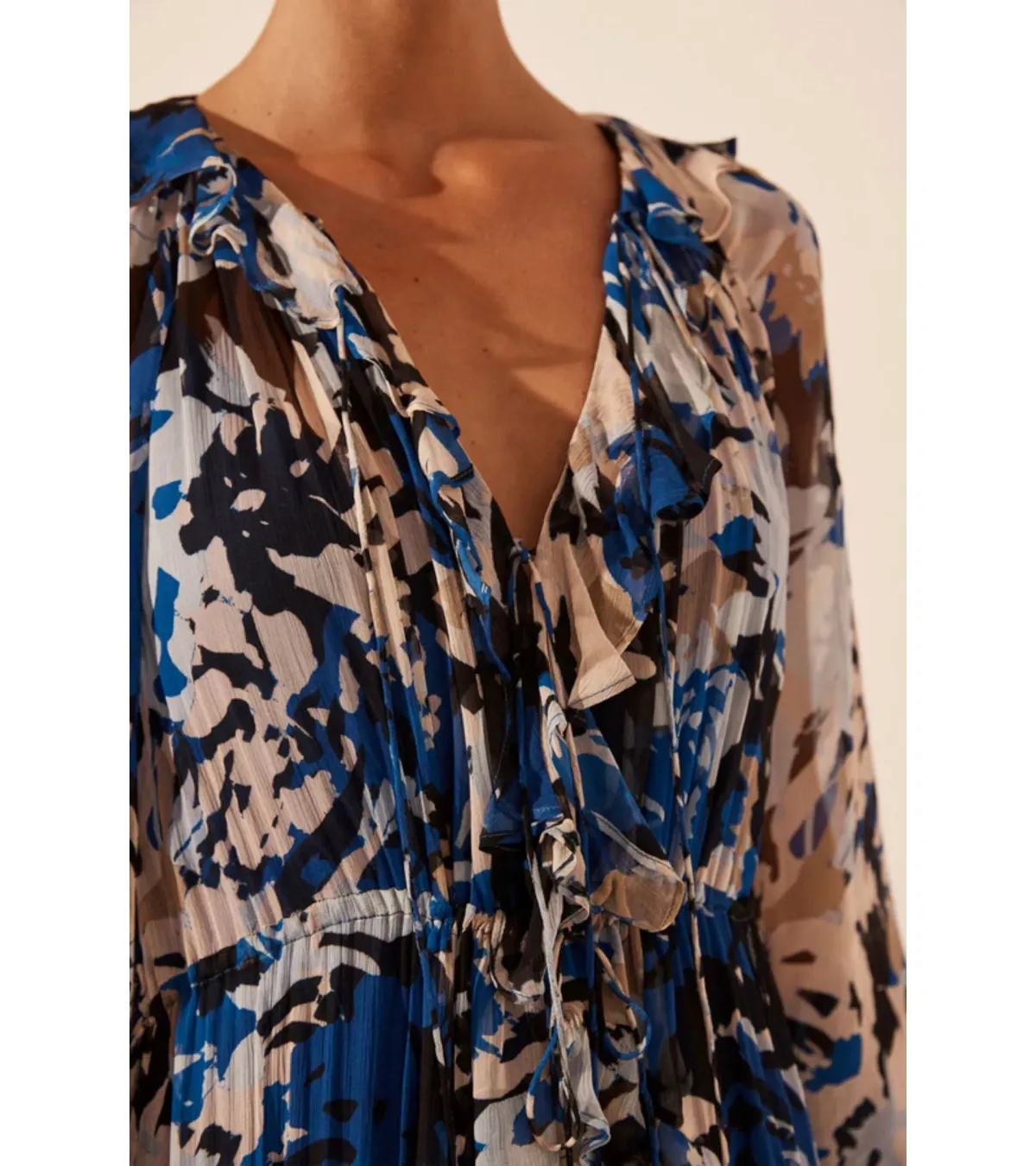 Shona Joy Olea Drawstring Ruffle Maxi Dress Print Size AU 16 - Image 3