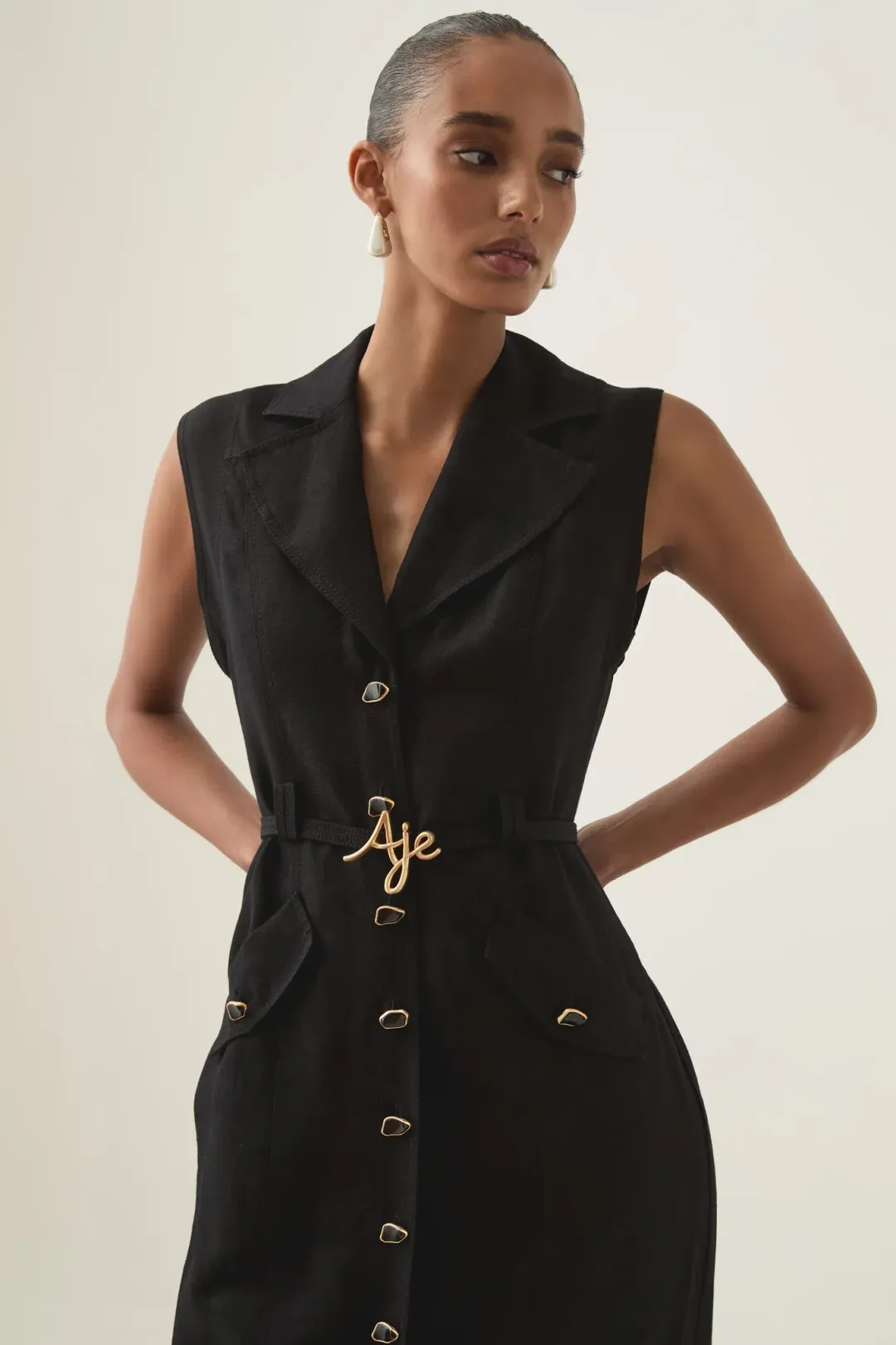 Aje Desiree Utility Shirt Dress Black Size AU 12 for rent on The Volte - main image