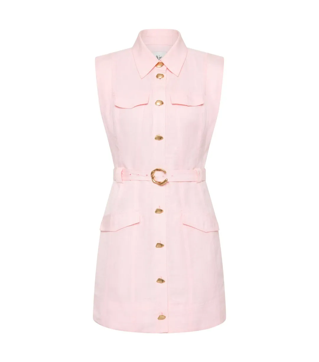 Aje Dulcet Logo Mini Dress Pastel Pink Size AU 12  for rent on The Volte - main image