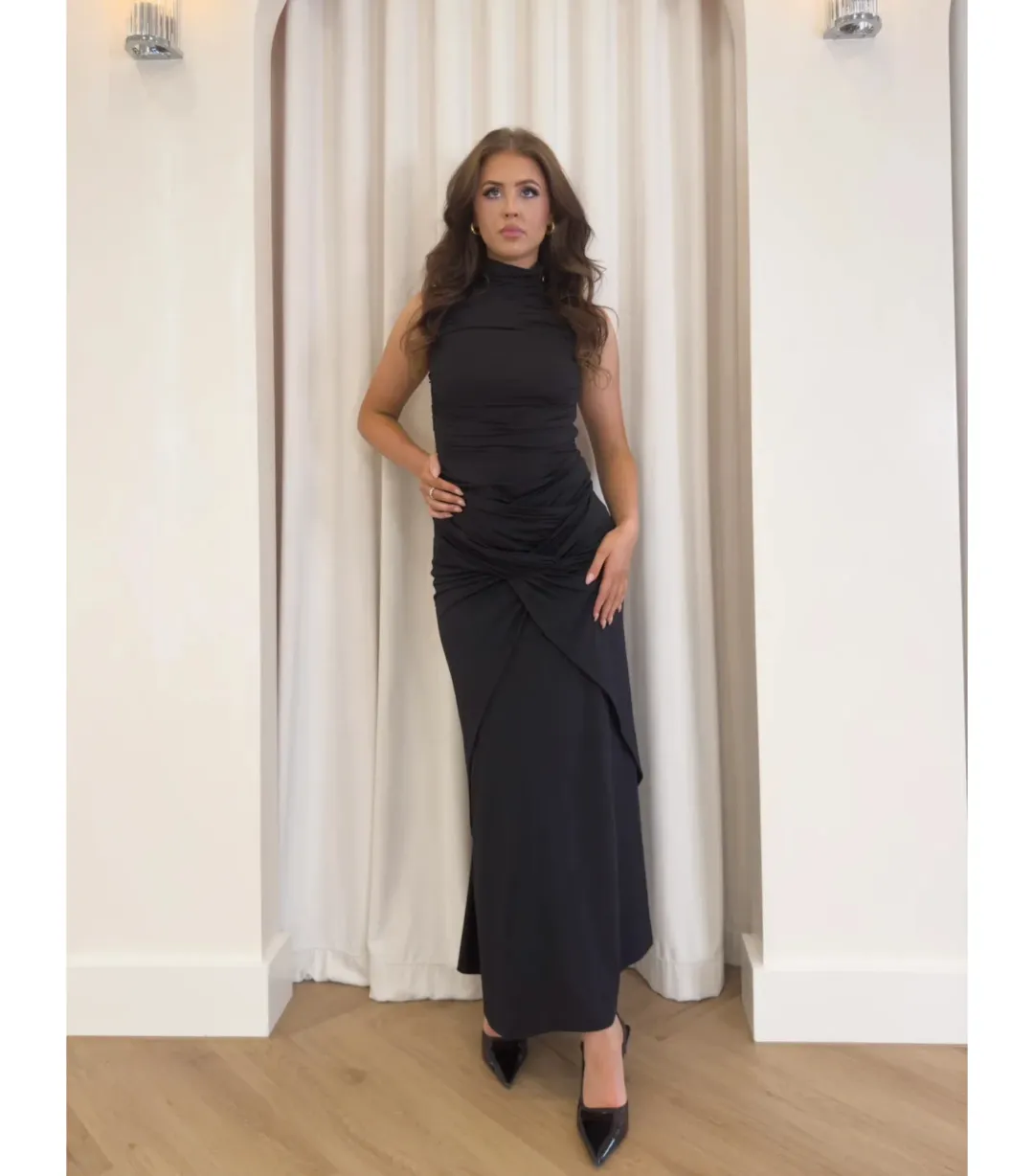 Bianca & Bridgett Jodie Ruched Top and Skirt Set Black Size S / AU 8 for rent on The Volte - main image