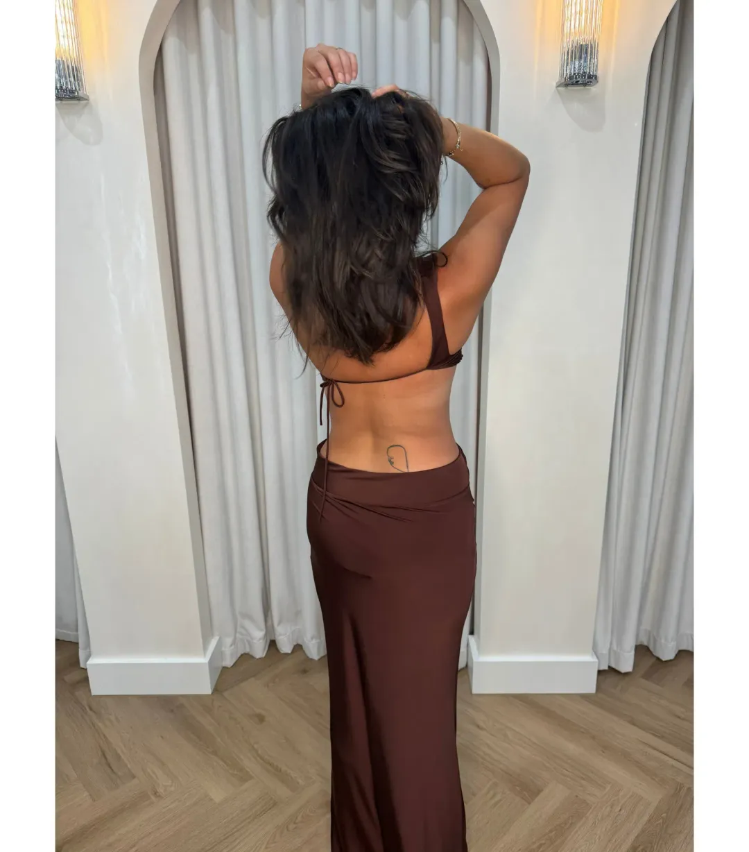 Effie Kats Hawlya Gown Cocoa Size M / AU 10 for rent on The Volte - main image