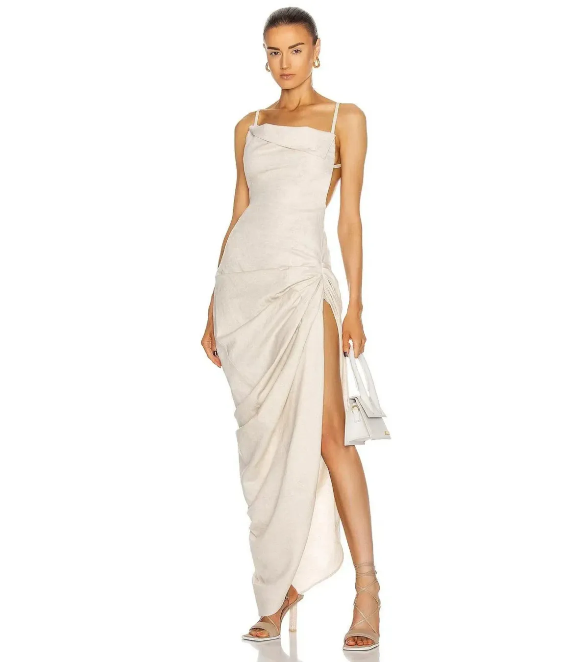 Jacquemus La Robe Saudade Asymmetrical Dress Beige Size AU 8 - Image 1