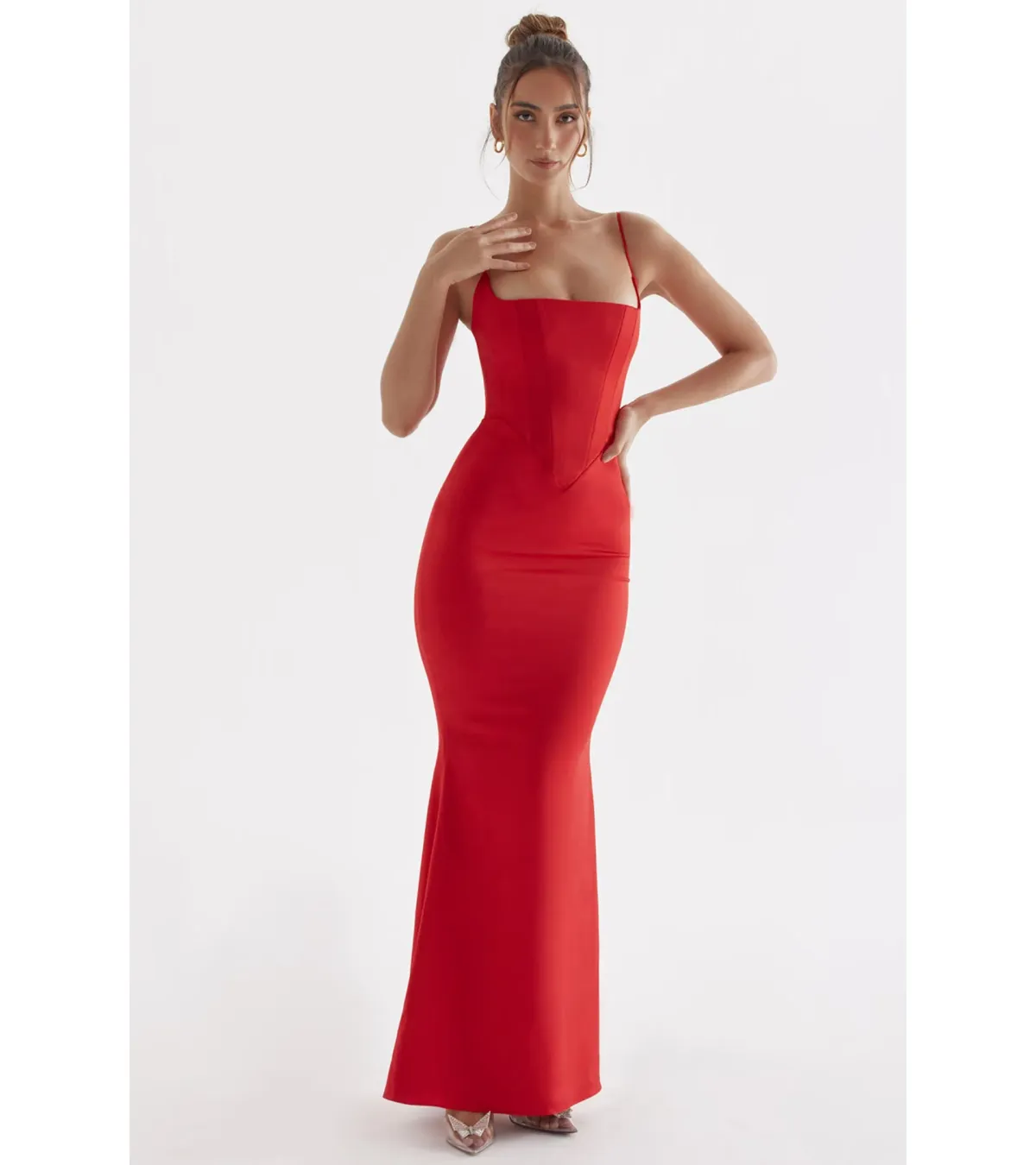 House of CB  Olivette Satin Corset Maxi Dress Red Rose Size S / AU 8 - Image 1