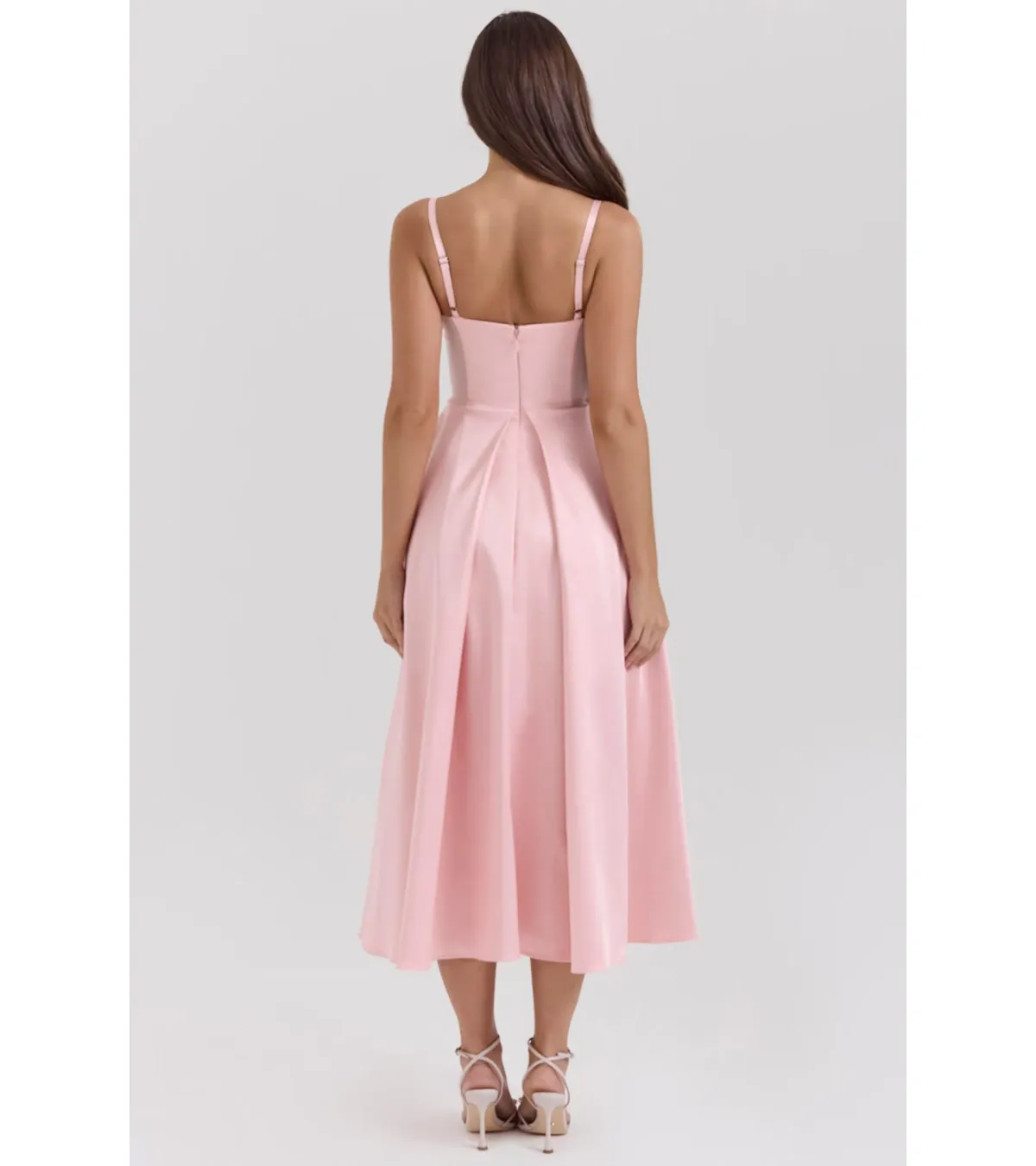 House of CB Tiffany Satin A-Line Midi Dress Parisian Pink Size S / AU 8 - Image 5