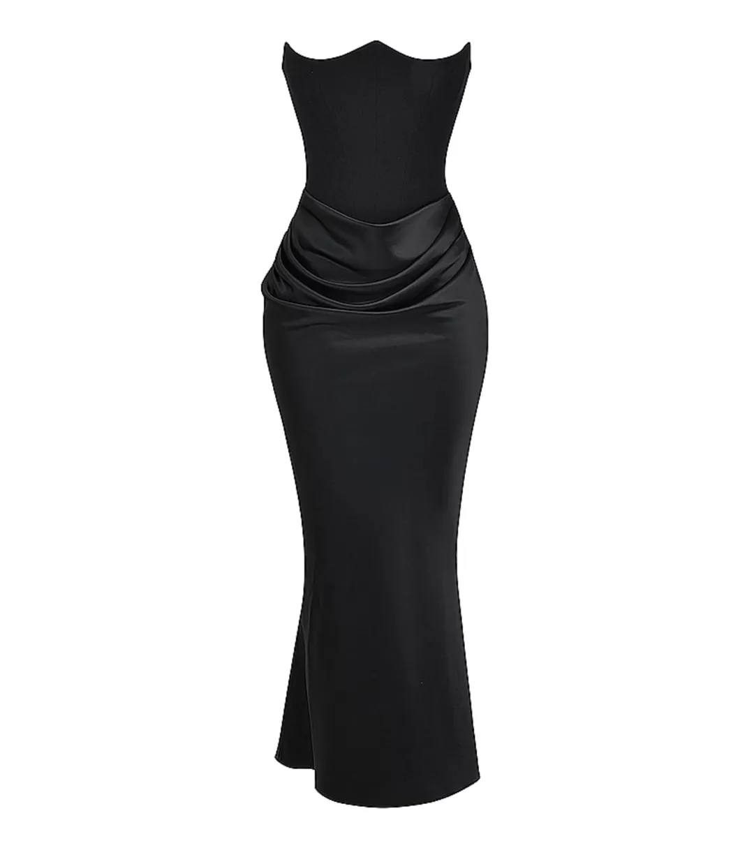 House of CB Persephone Strapless Corset Dress Black Size 6/XS for rent on The Volte - main image