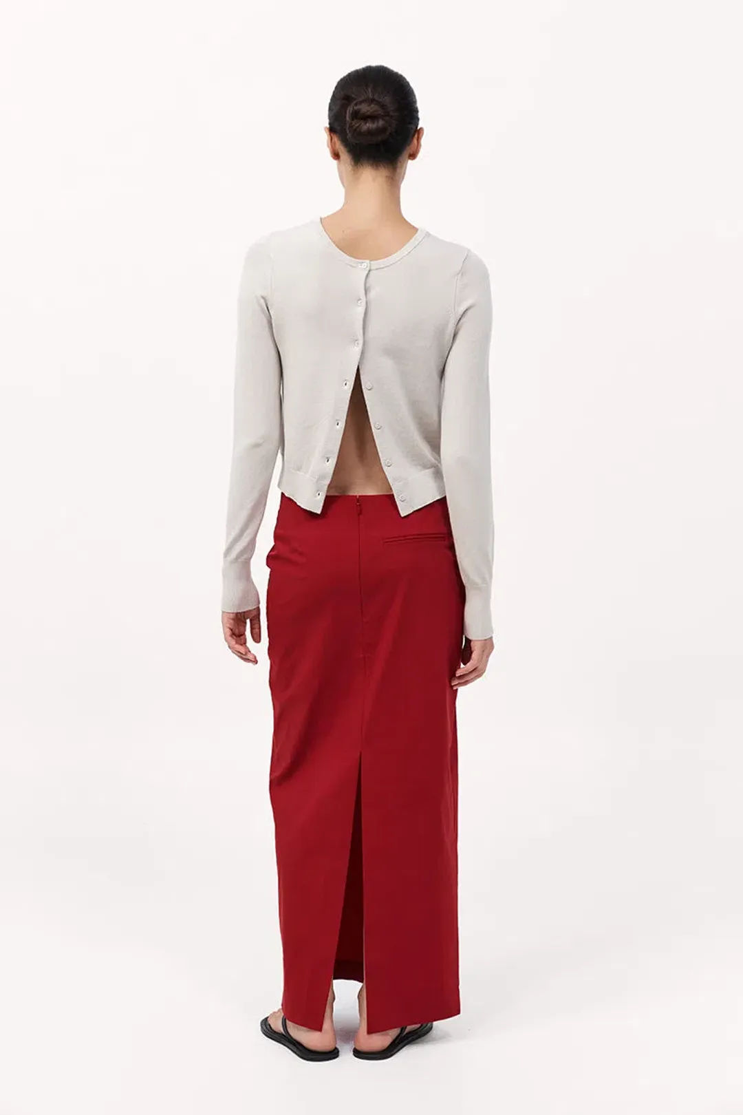 St Agni Strapless Tie Back Top and Minimal Column Skirt Set Rosso Red Size 8 for rent on The Volte - main image