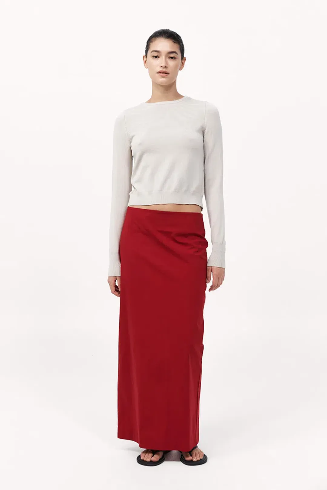 St Agni Strapless Tie Back Top and Minimal Column Skirt Set Rosso Red Size 8 for rent on The Volte - main image