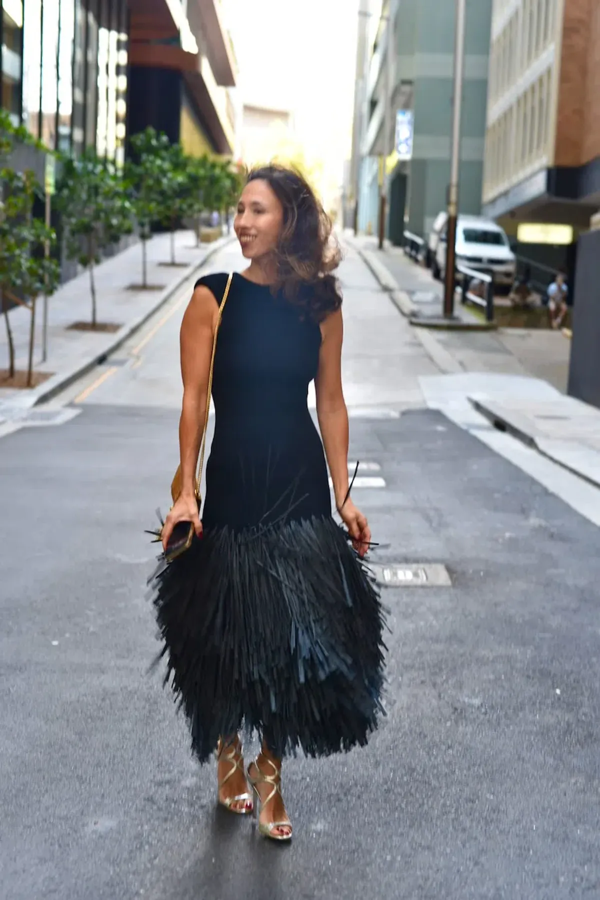 Aje Rushes Rafia Knit Midi Dress Black Size 4  - Image 4