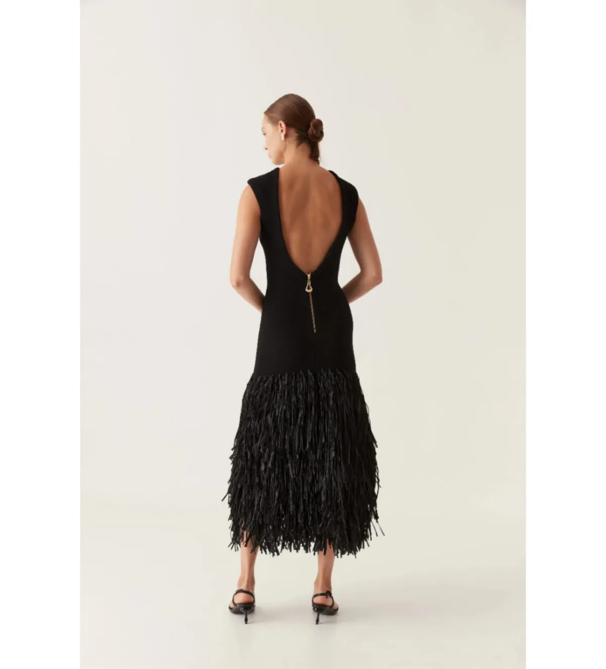 Aje Rushes Rafia Knit Midi Dress Black Size 4  - Image 5