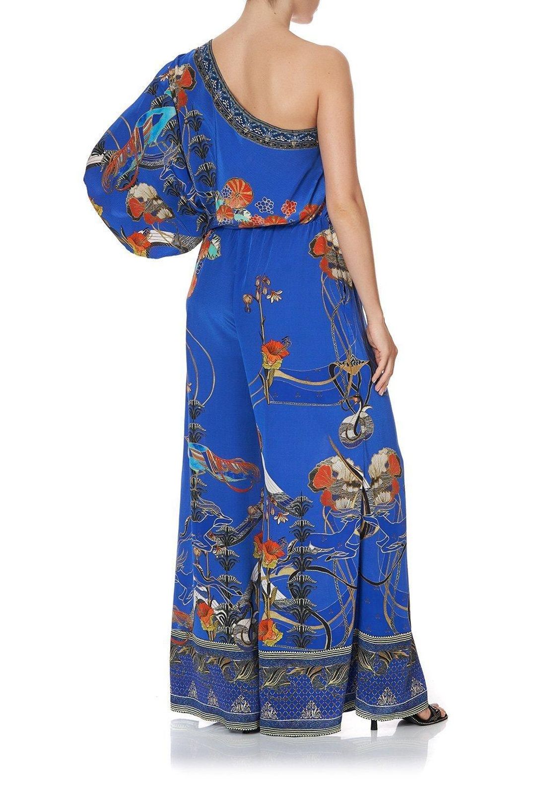 Camilla One Shoulder Flared Jumpsuit Tree of Life Size 10 for rent on The Volte - main image
