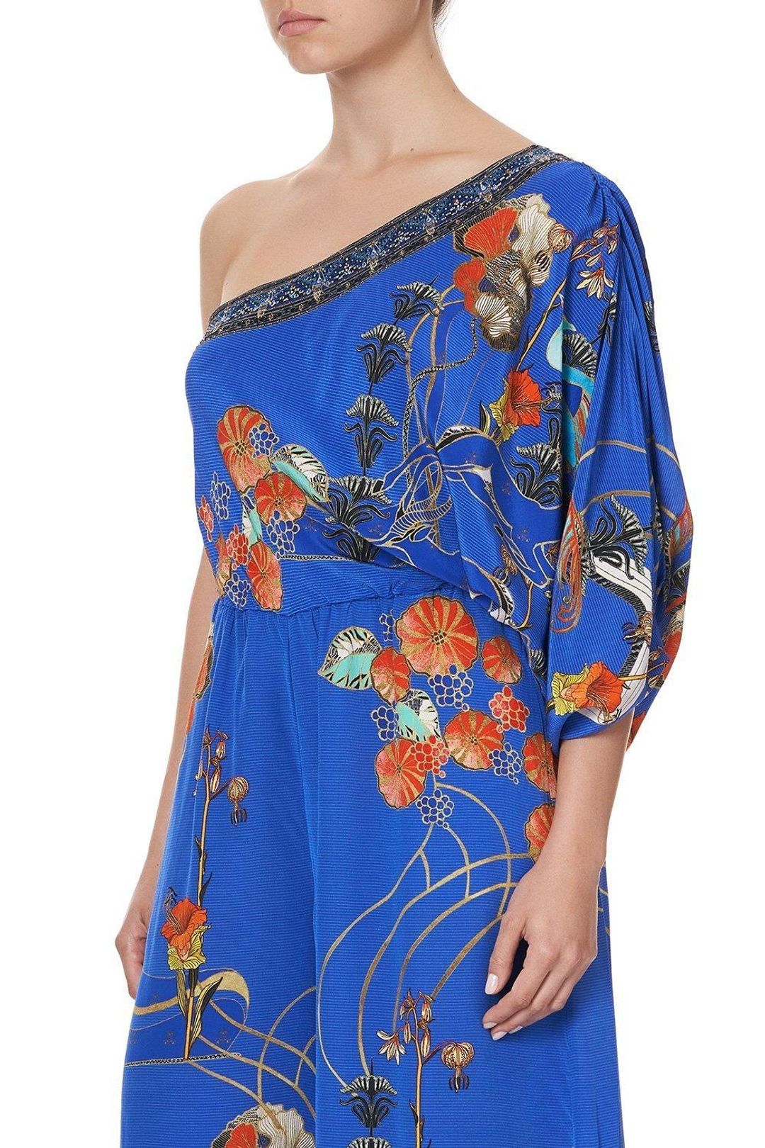 Camilla One Shoulder Flared Jumpsuit Tree of Life Size 10 for rent on The Volte - main image