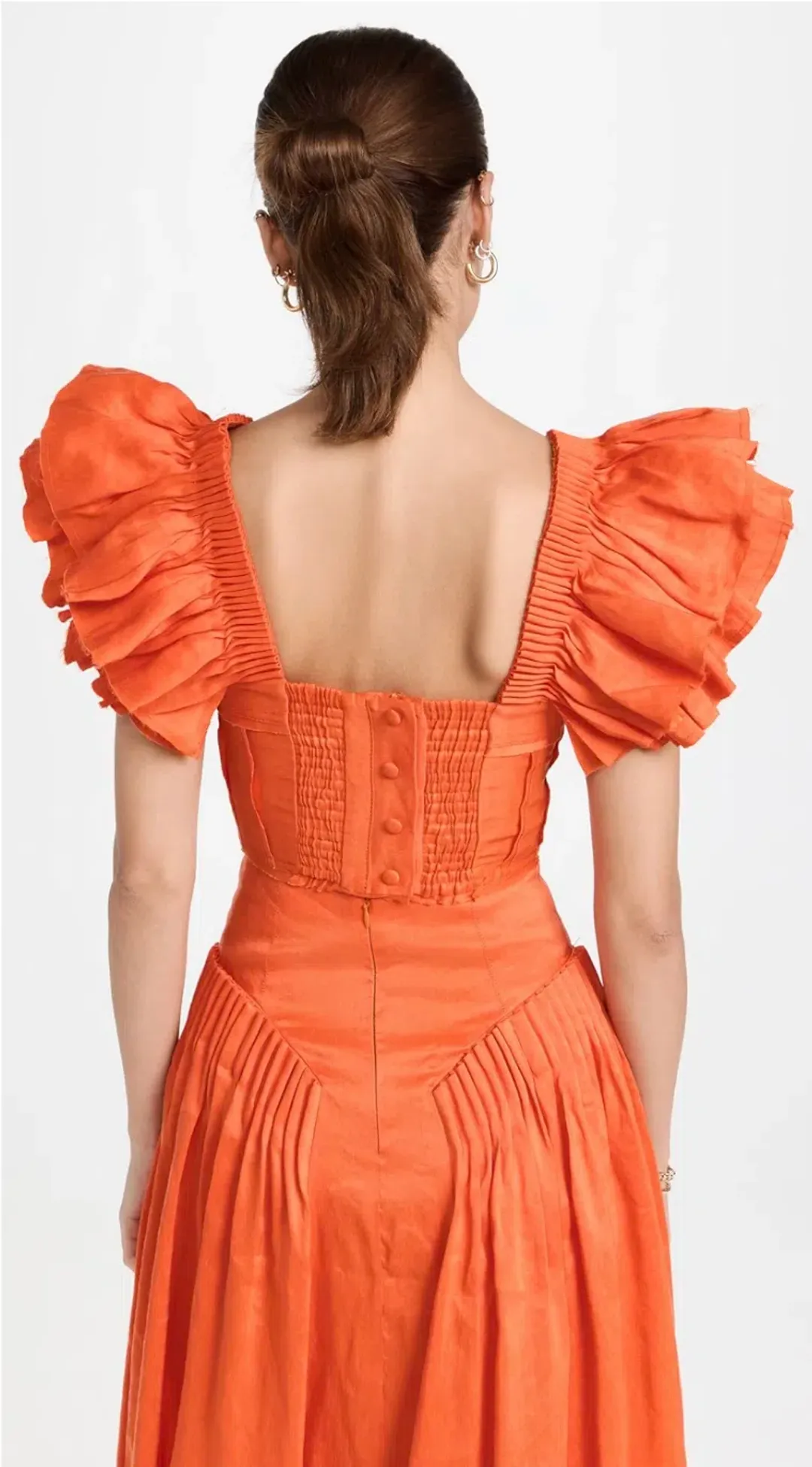 Aje Imagination Frill Sleeve Top Orange Size 14 & Yves Midi Skirt Size 12 for rent on The Volte - main image