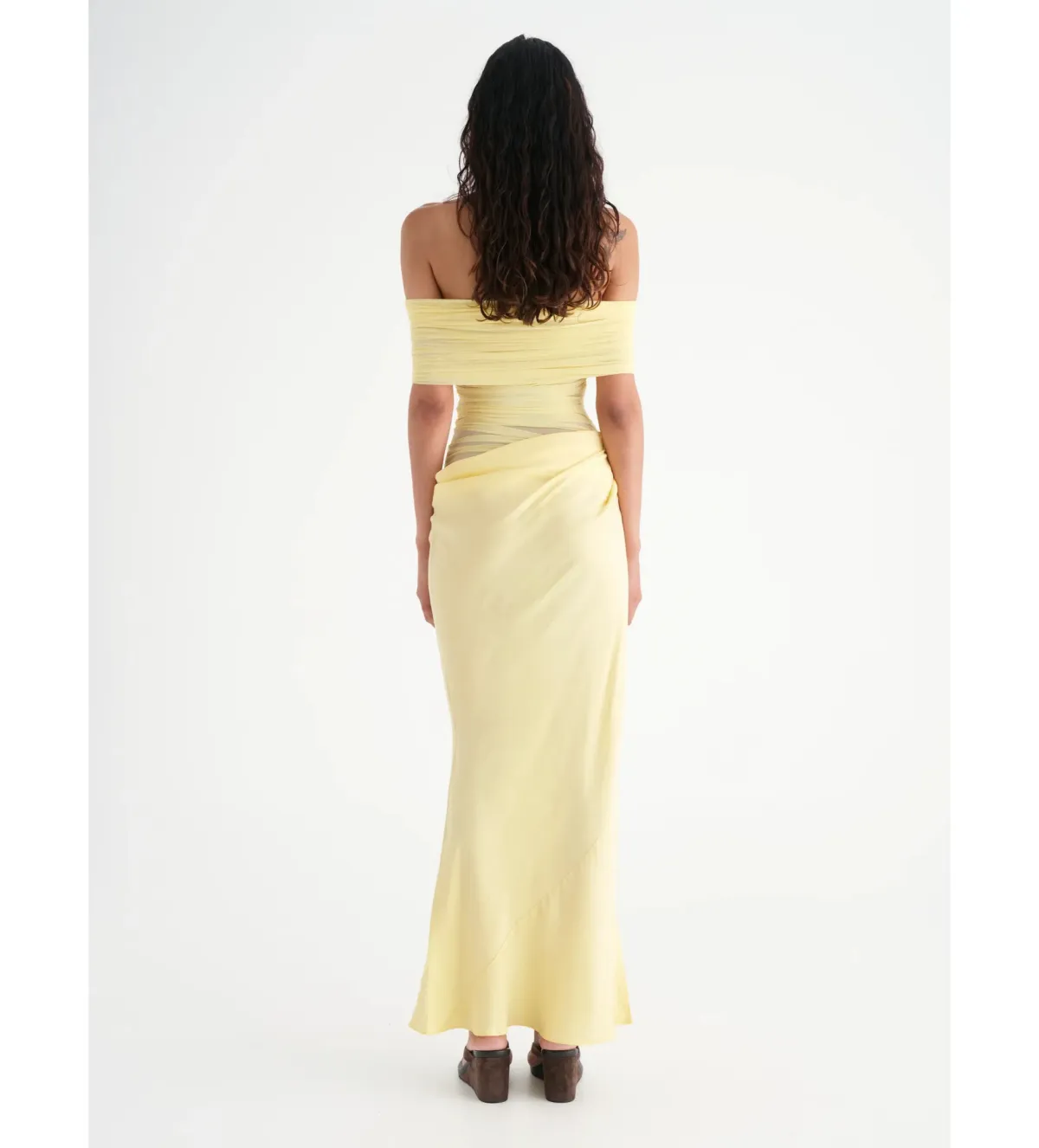 BENNI Nico Off Shoulder Maxi Dress in Butter Size 8 - Image 3