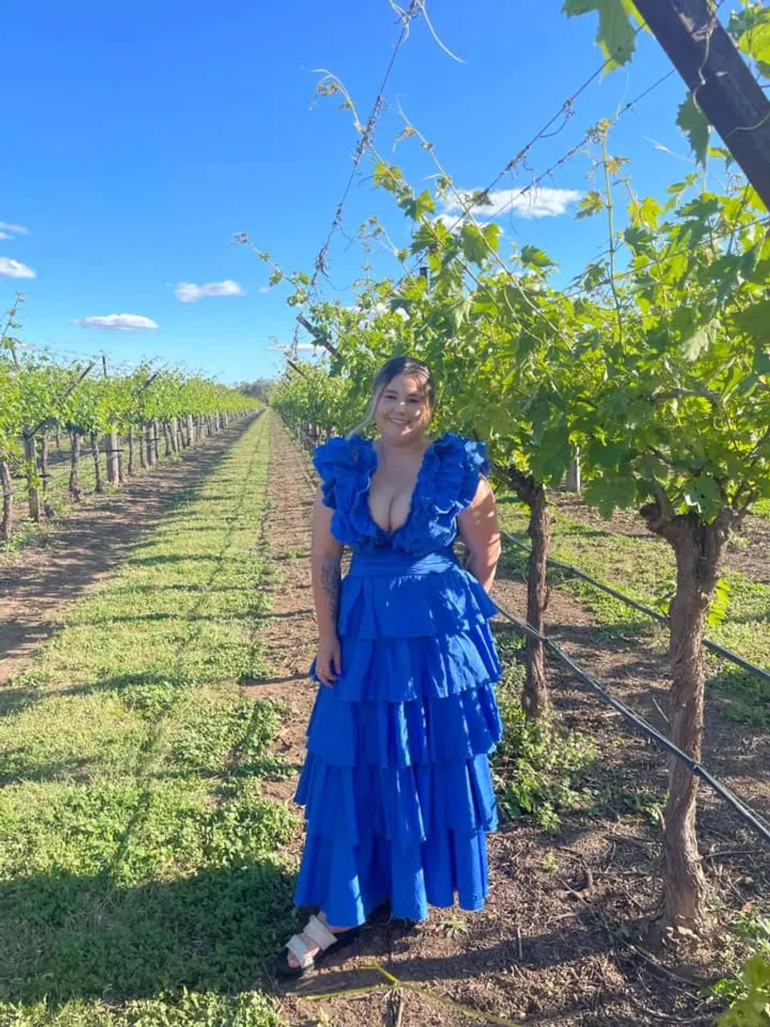 Aje Imagination Frill Sleeve Top Size AU 14 and Eleni Tiered Maxi Skirt Blue Size AU 12  for rent on The Volte - main image