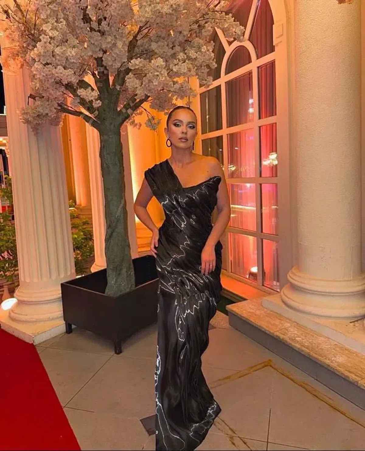 Diba Celina Draped Gown Black Size 8 - Image 1