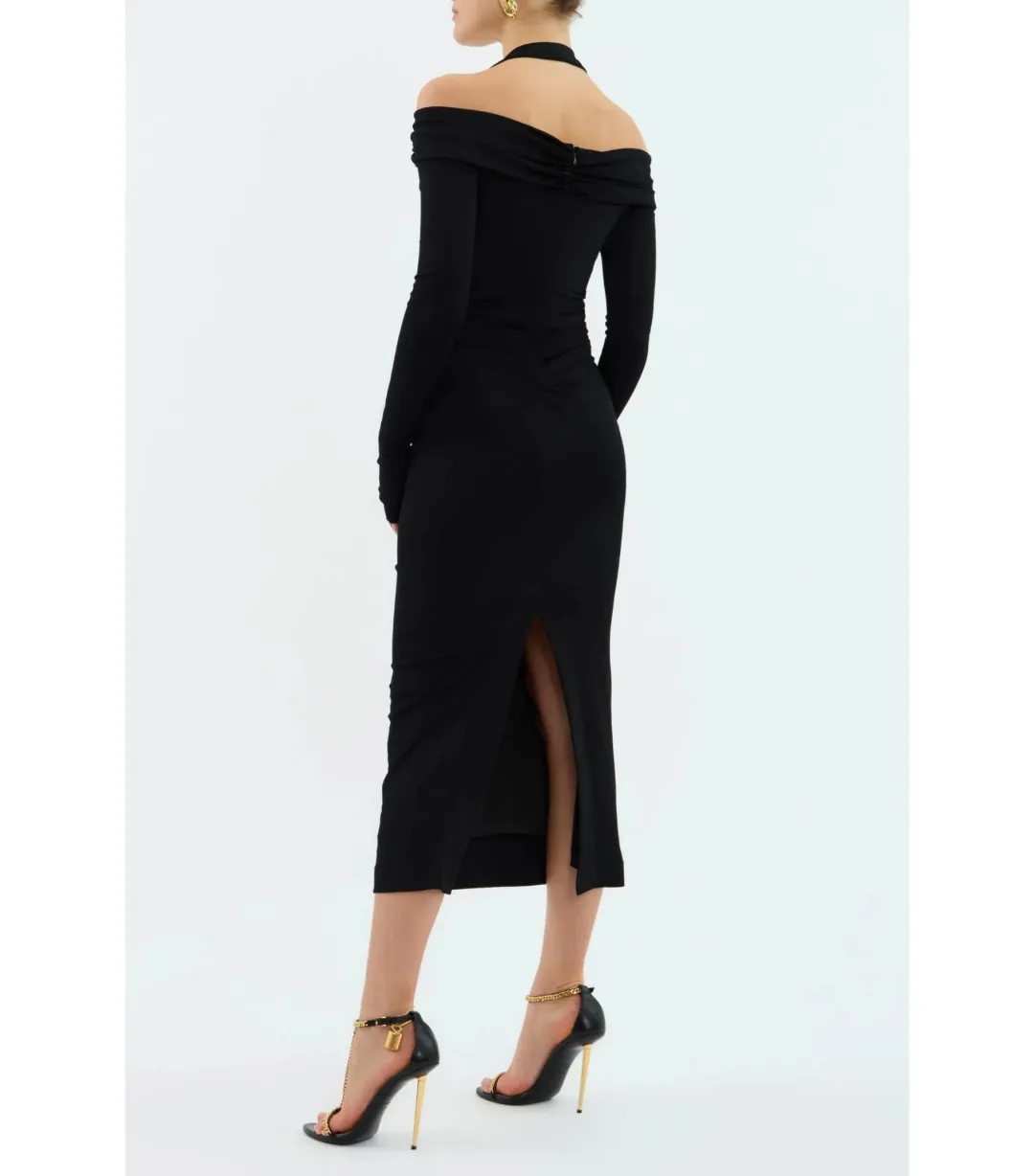 Rebecca Vallance Domenica Halter Midi Dress Black Size AU 8  for rent on The Volte - main image