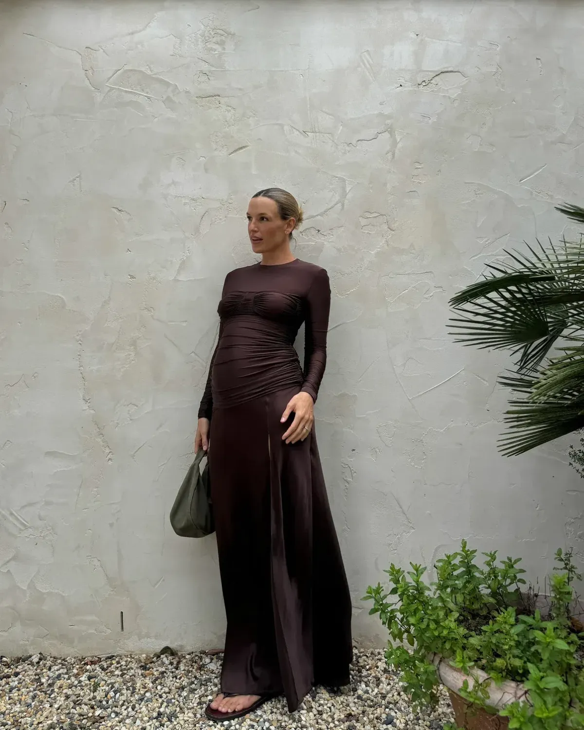 Sir The Label Alessia Draped Maxi Gown Brown Size 10 - Image 1