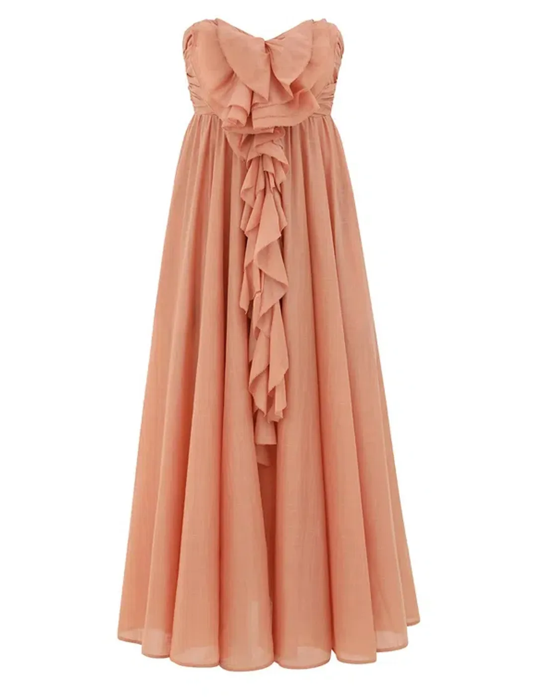 Zimmerman Acacia Ruffle Maxi Dress Peach Size 0 / Size AU 8 for rent on The Volte - main image
