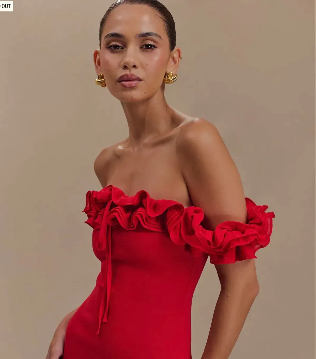 Nova - Ruffle Off Shoulder Maxi Dress - Ruby - Image 3