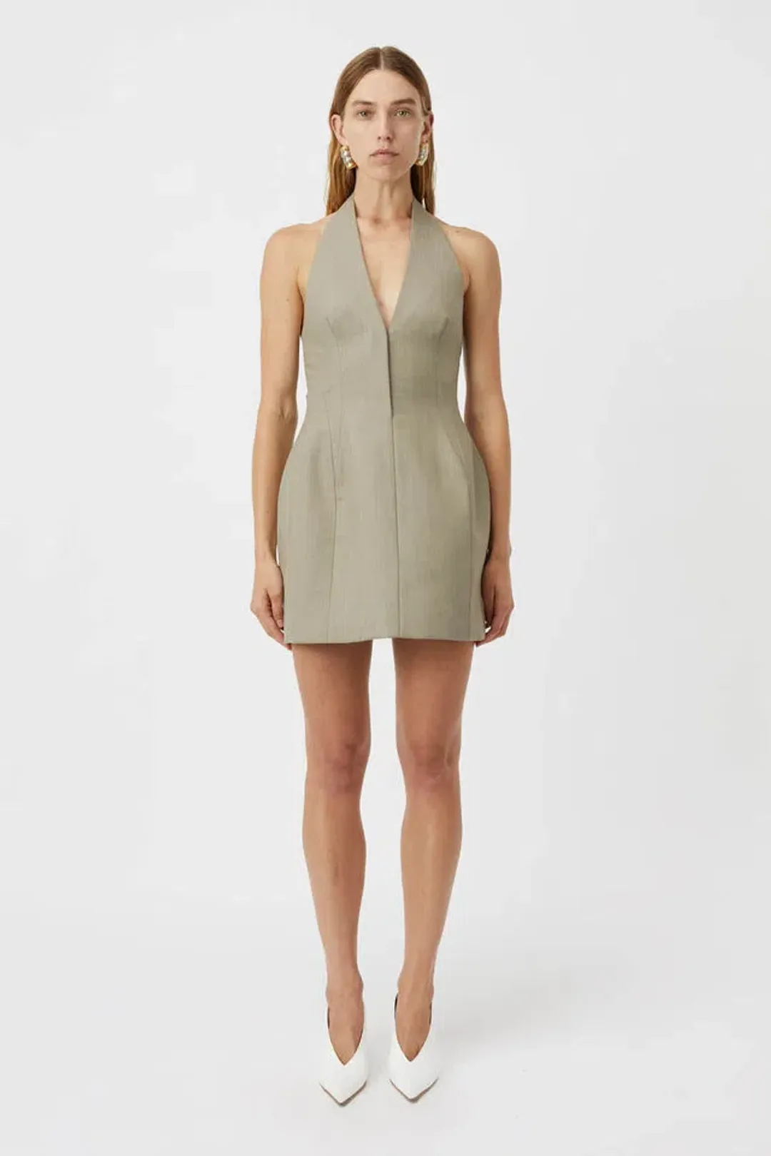 Camilla & Marc Pompidou Mini Dress Olive Marle Size 10 for rent on The Volte - main image