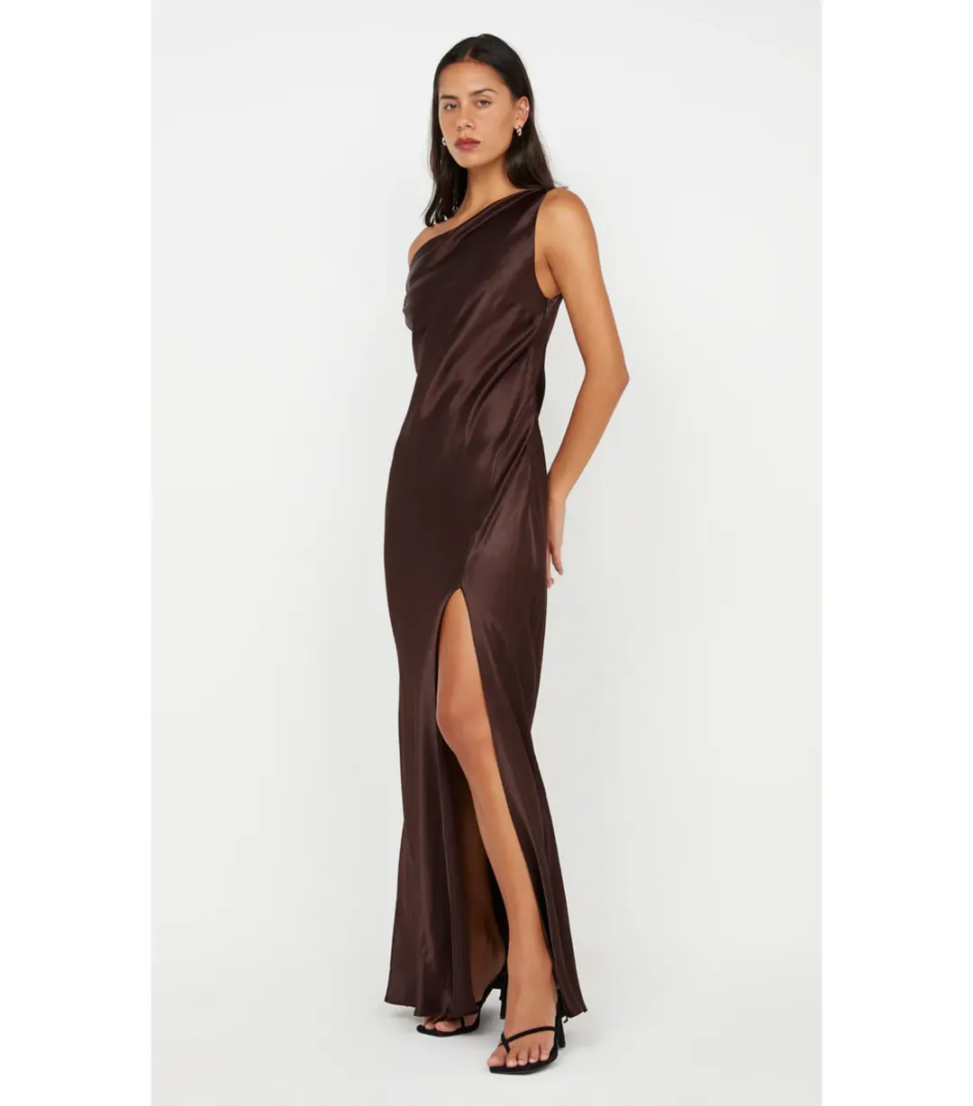 Bec & Bridge Sol Asym Maxi Dress Chocolate Size 6/XS for rent on The Volte - main image