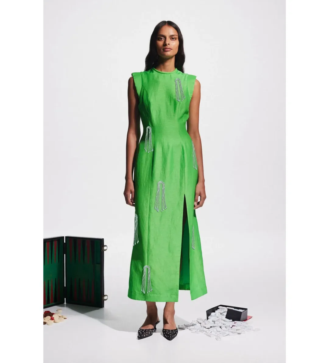 Alemais Dazzle Midi Dress Green Size AU 8  for rent on The Volte - main image