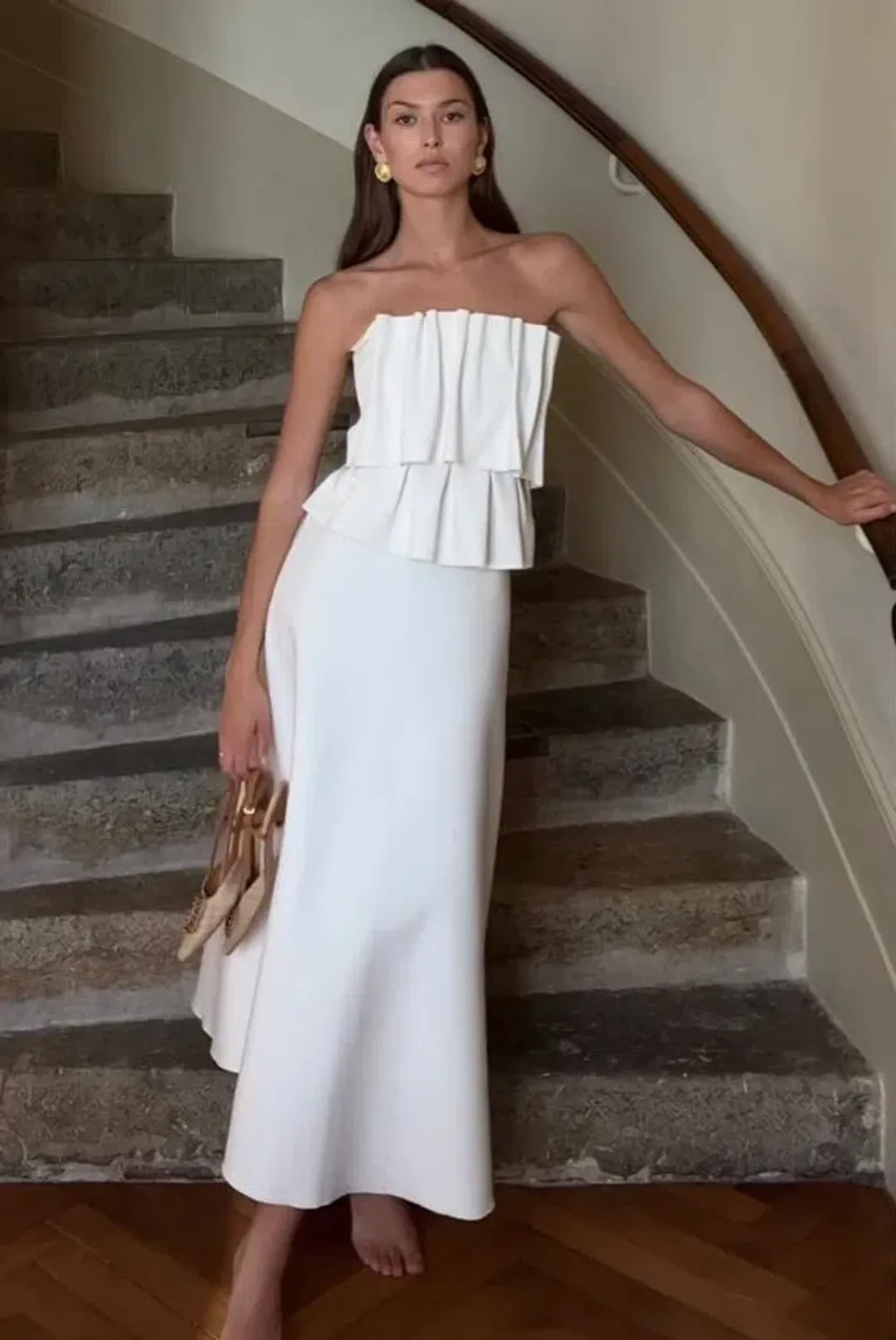 House of Dagmar Sculpted Tube Dress White Size 8 for rent on The Volte - main image