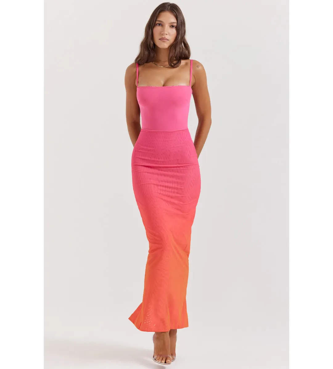 House Of Cb Calista Ombre Maxi Dress Pink  Size S / Size Au 8 for rent on The Volte - main image