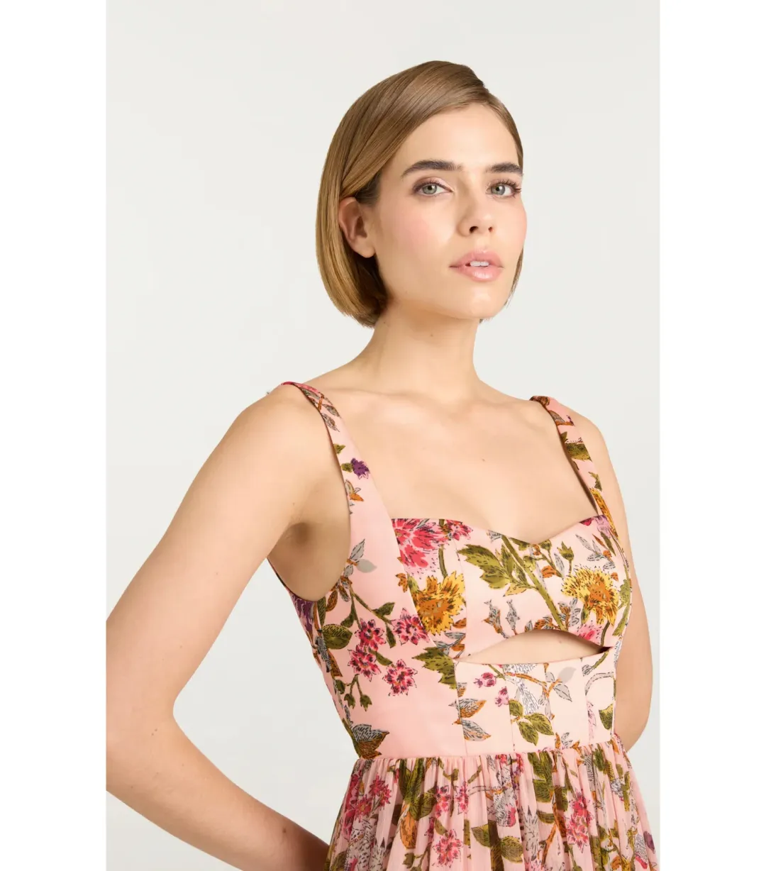 Cinq a Sept Xiomara Dress Pink Floral Size AU 8  for rent on The Volte - main image