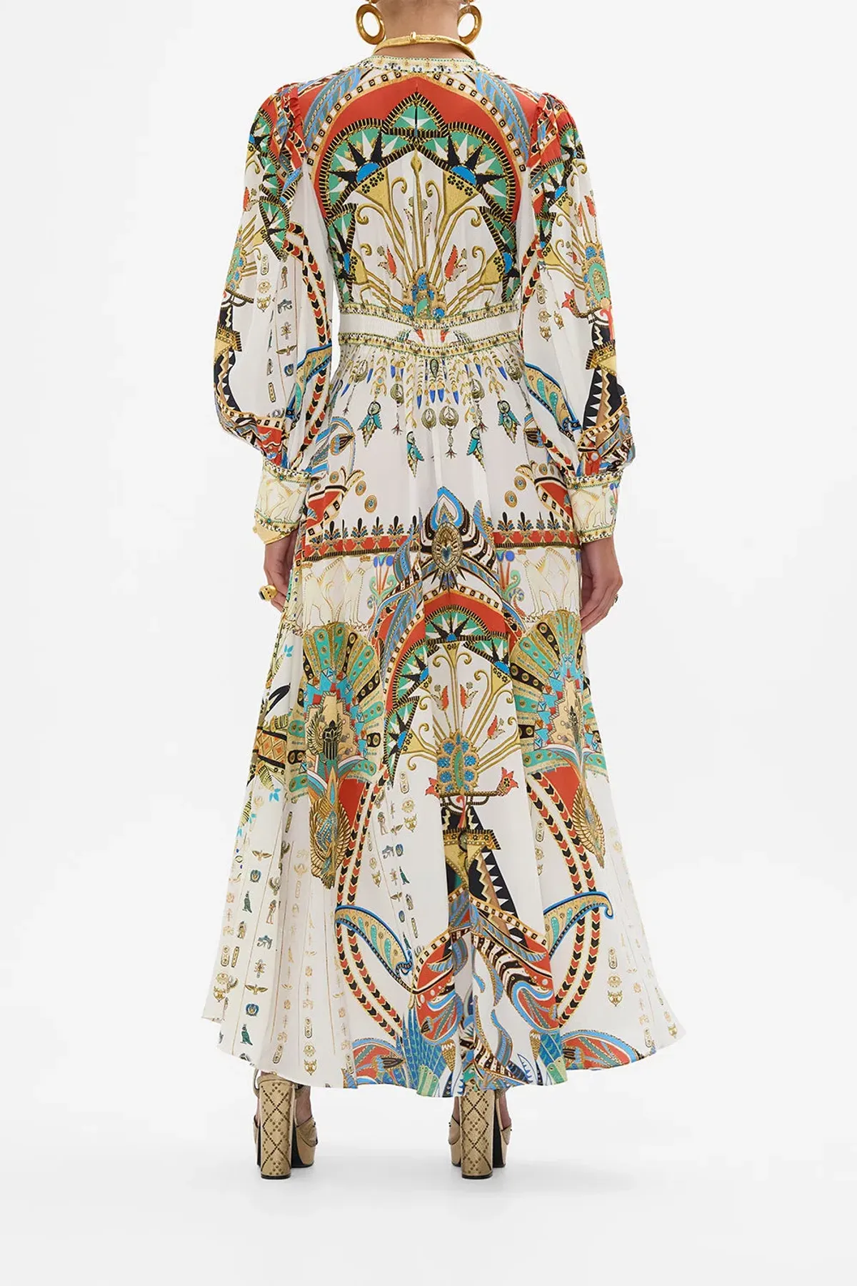 Camilla Valley of the Queens Shaped Waistband Dress with Gathered Sleeves Size M / AU 12 - Image 3