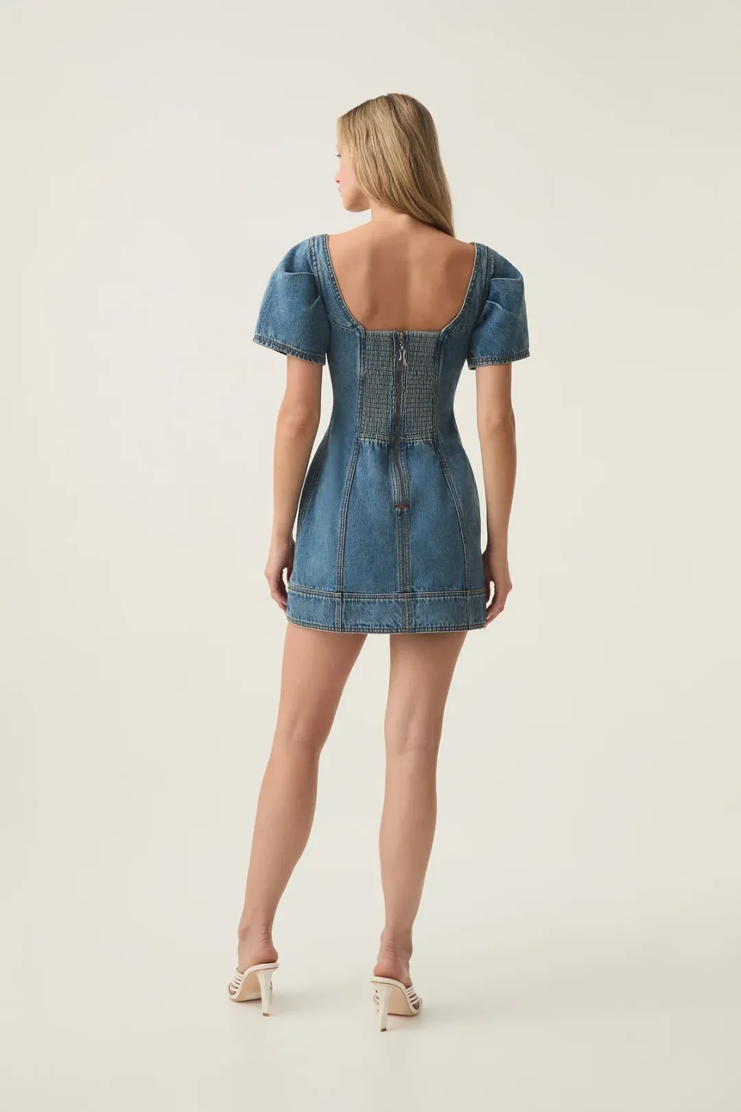 Aje Nika Logo Denim Mini Dress Size AU 6 for rent on The Volte - main image