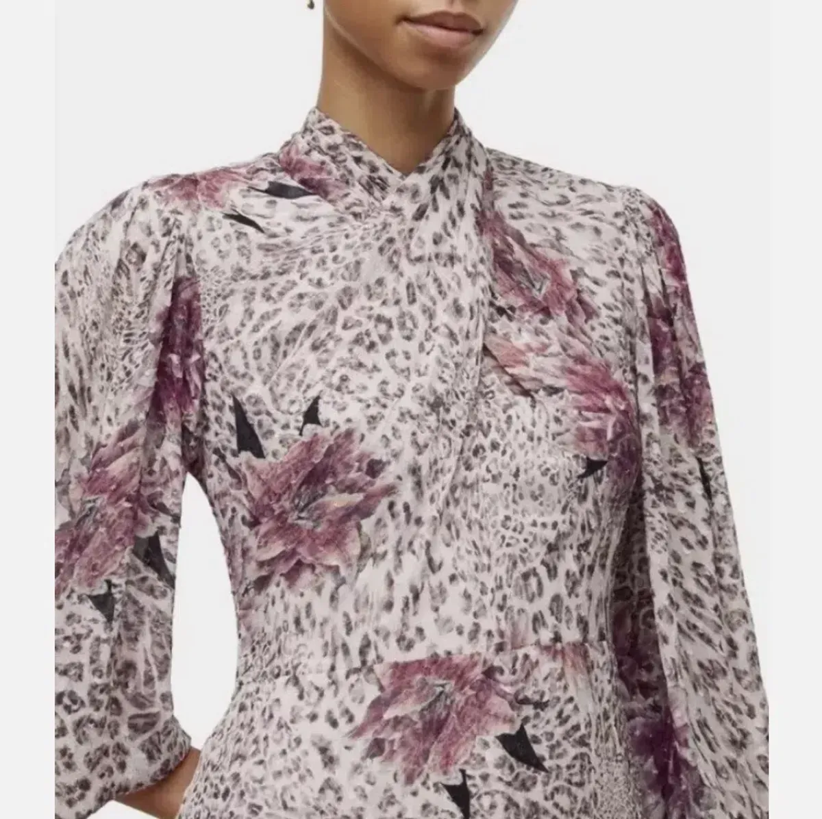 All Saints Adelaide Floral Long Sleeve Midi Dress Print Size 16 - Image 3