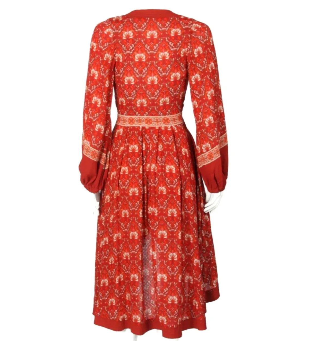 Spell & The Gypsy Midi Jewel Soiree Dress Swing Red Floral Size XS AU 6 - Image 3