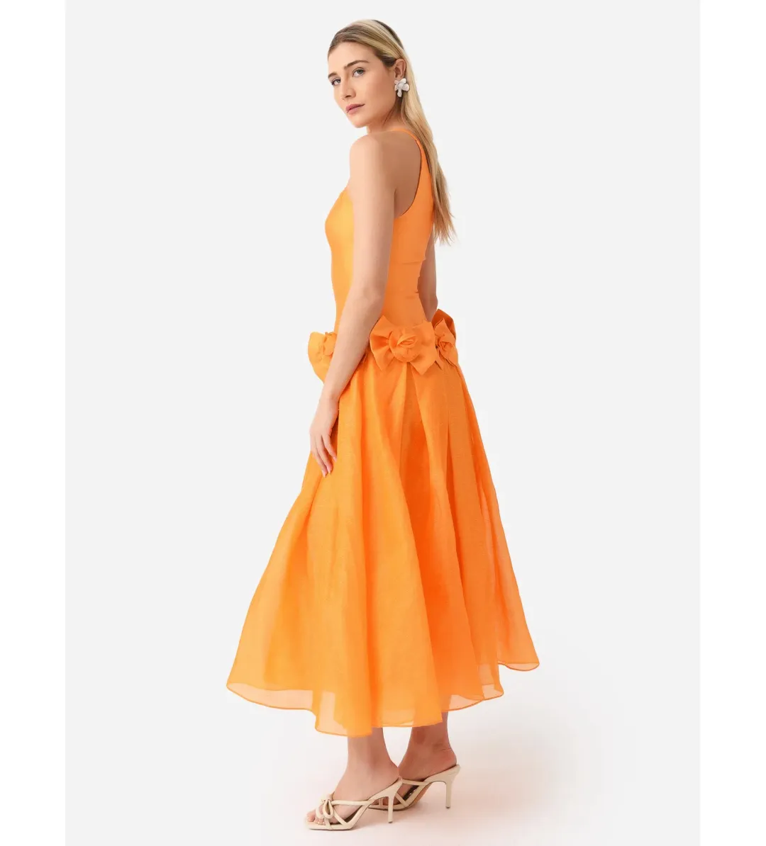 Alemais Macie One Shoulder Rosette Dress Saffron Size 10 for rent on The Volte - main image
