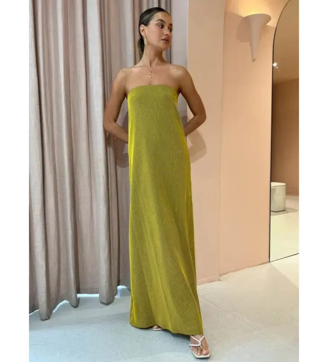 Camilla and Marc Izaro Maxi Dress Brown/Yellow Size 10  for rent on The Volte - main image