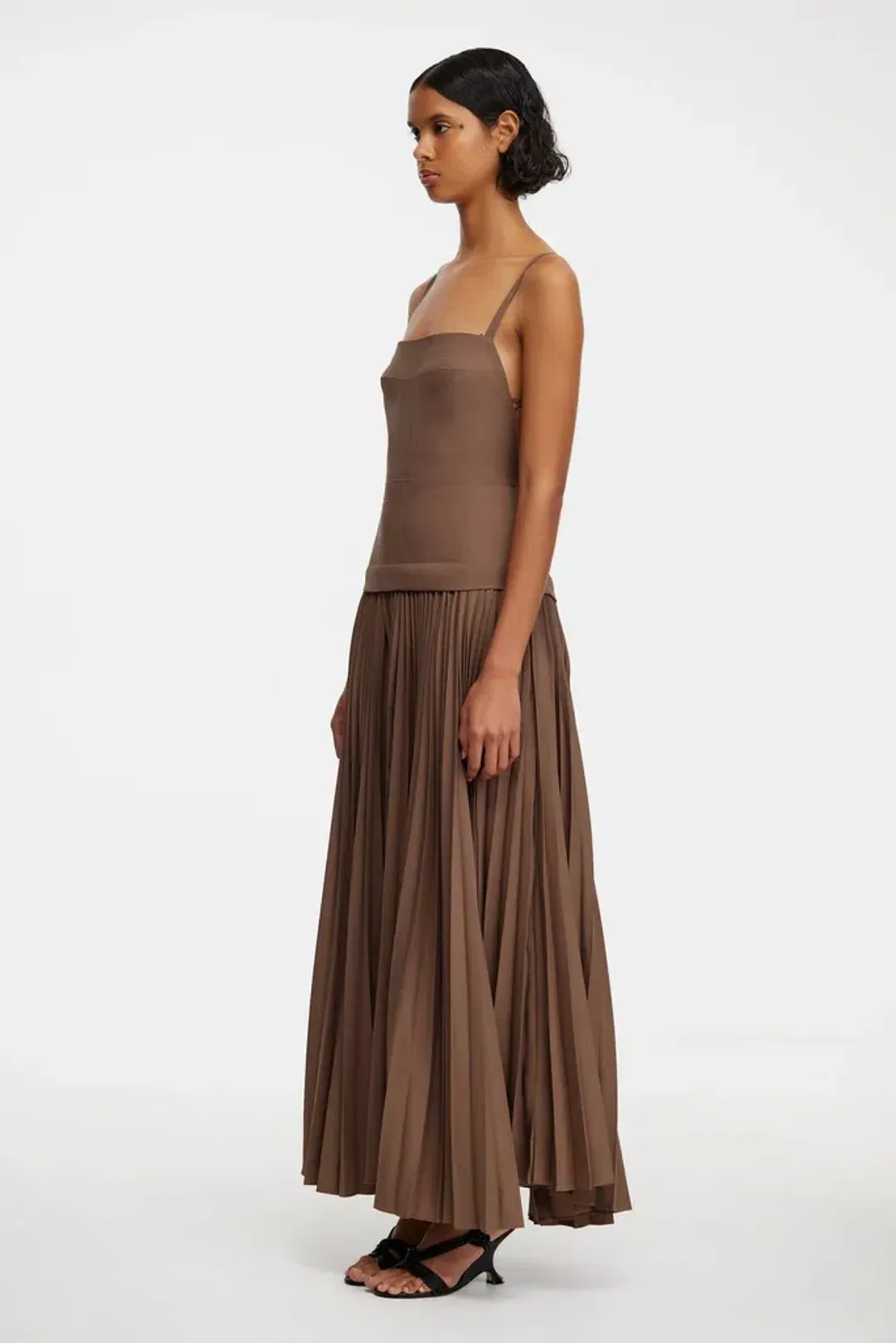 Acler Leasgill Midi Dress in Sepia Size 6 for rent on The Volte - main image