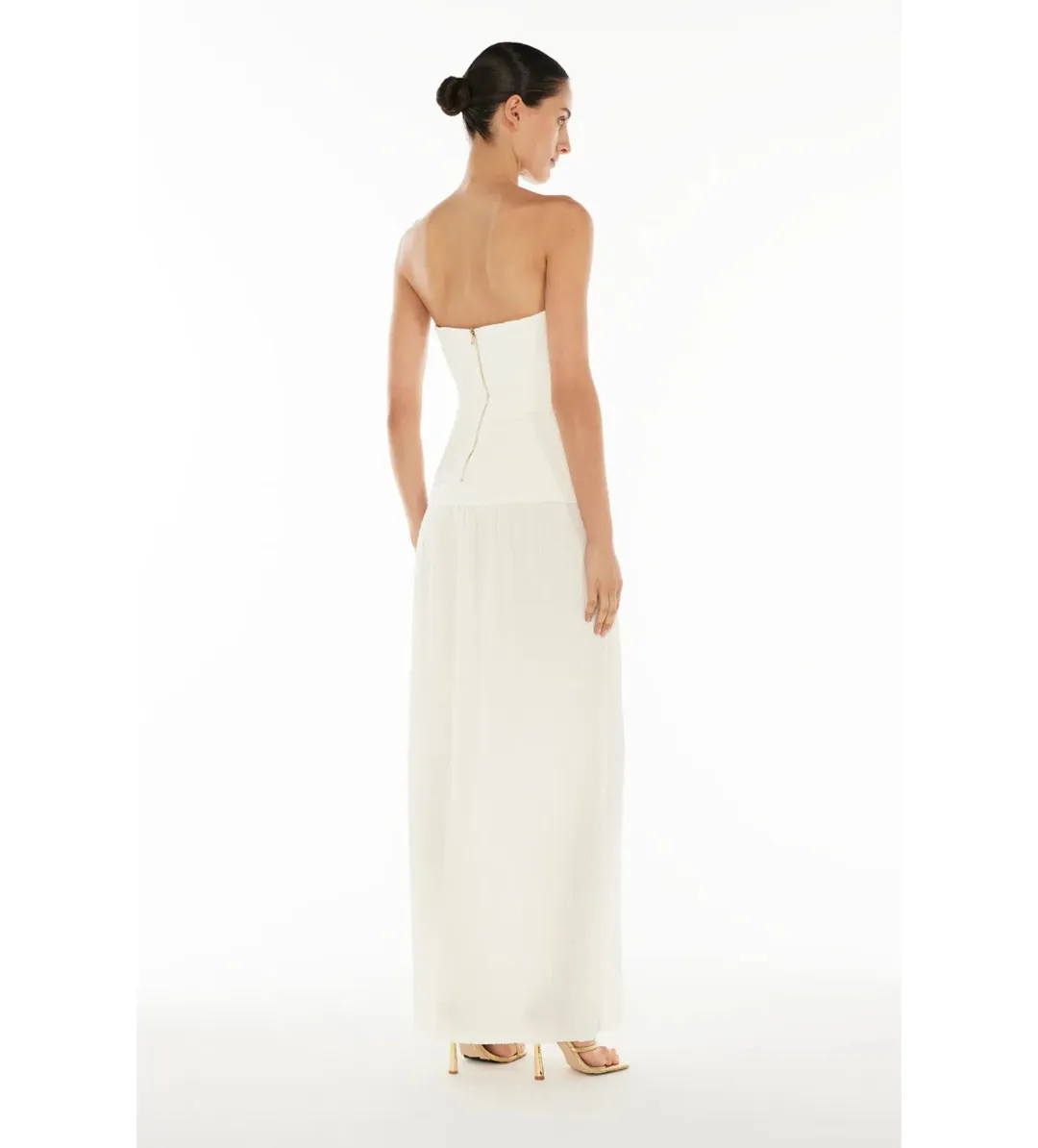 Manning Cartell Double Time Pleat Strapless Maxi Dress in White Size AU 6 for rent on The Volte - main image