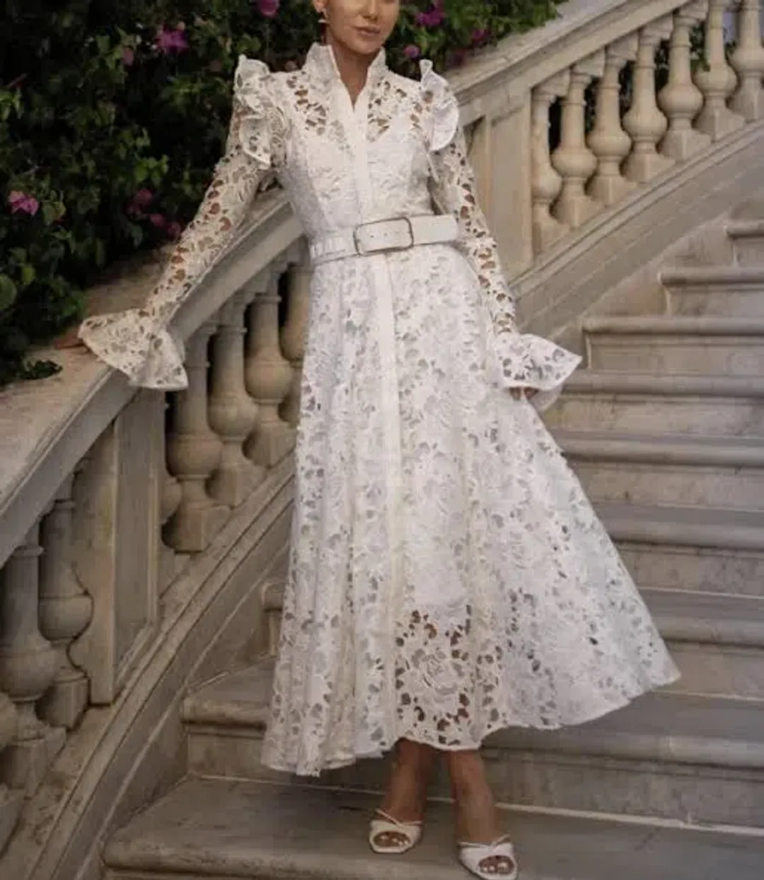 Leo Lin Aliyah Lace Butterfly Sleeve White Size AU 10 for rent on The Volte - main image