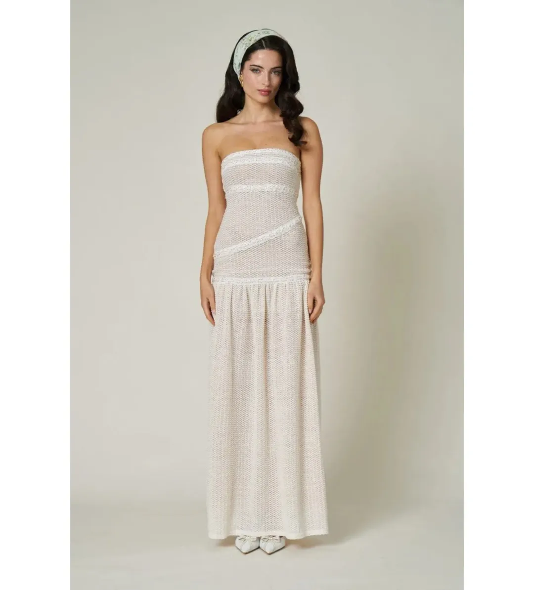 Fait Par Foutch Colette Maxi Dress Ivory Size XS/AU 6 for rent on The Volte - main image