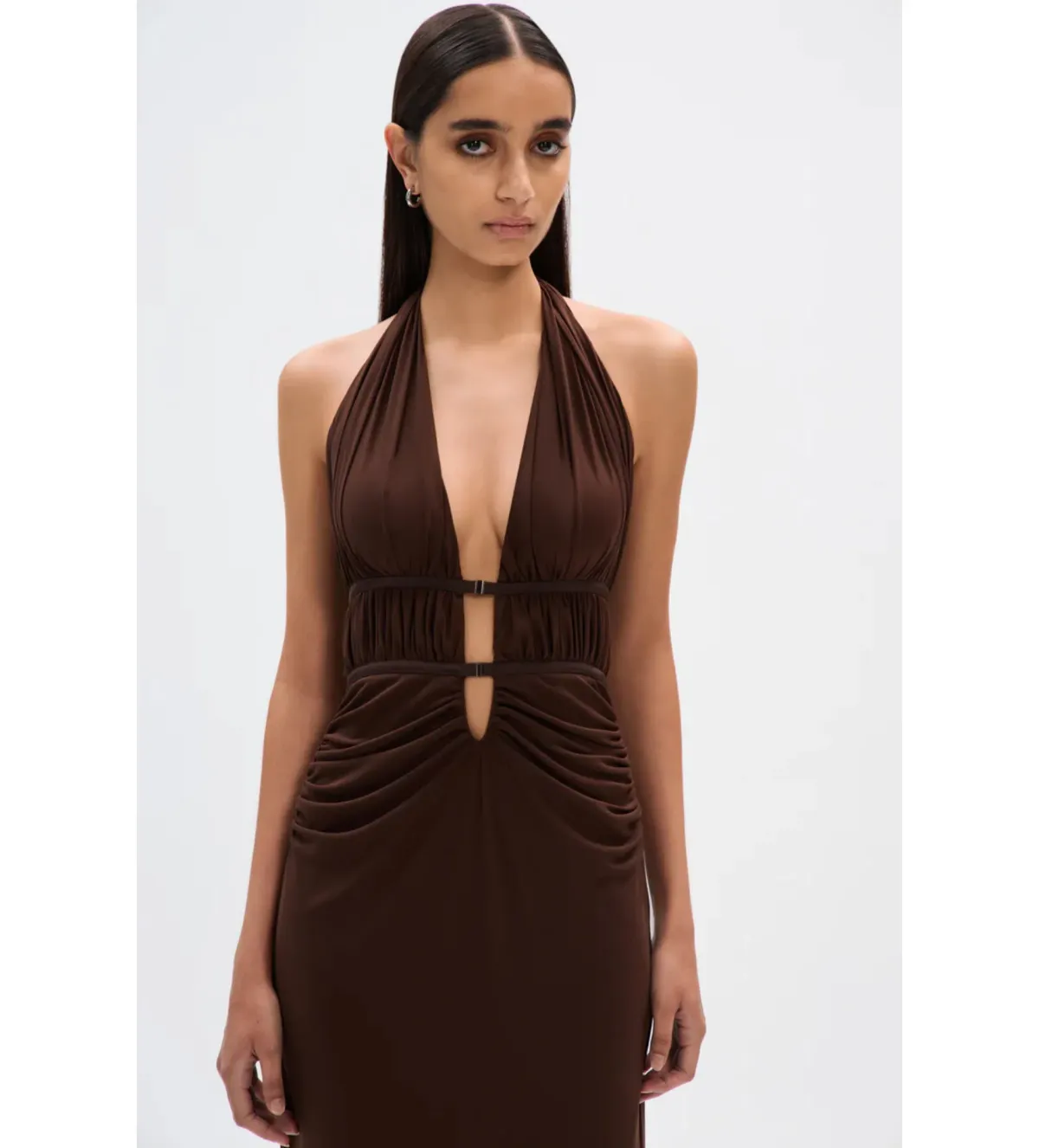 Misha The Celine Dress in Mesh Espresso Brown Size 10/M - Image 4